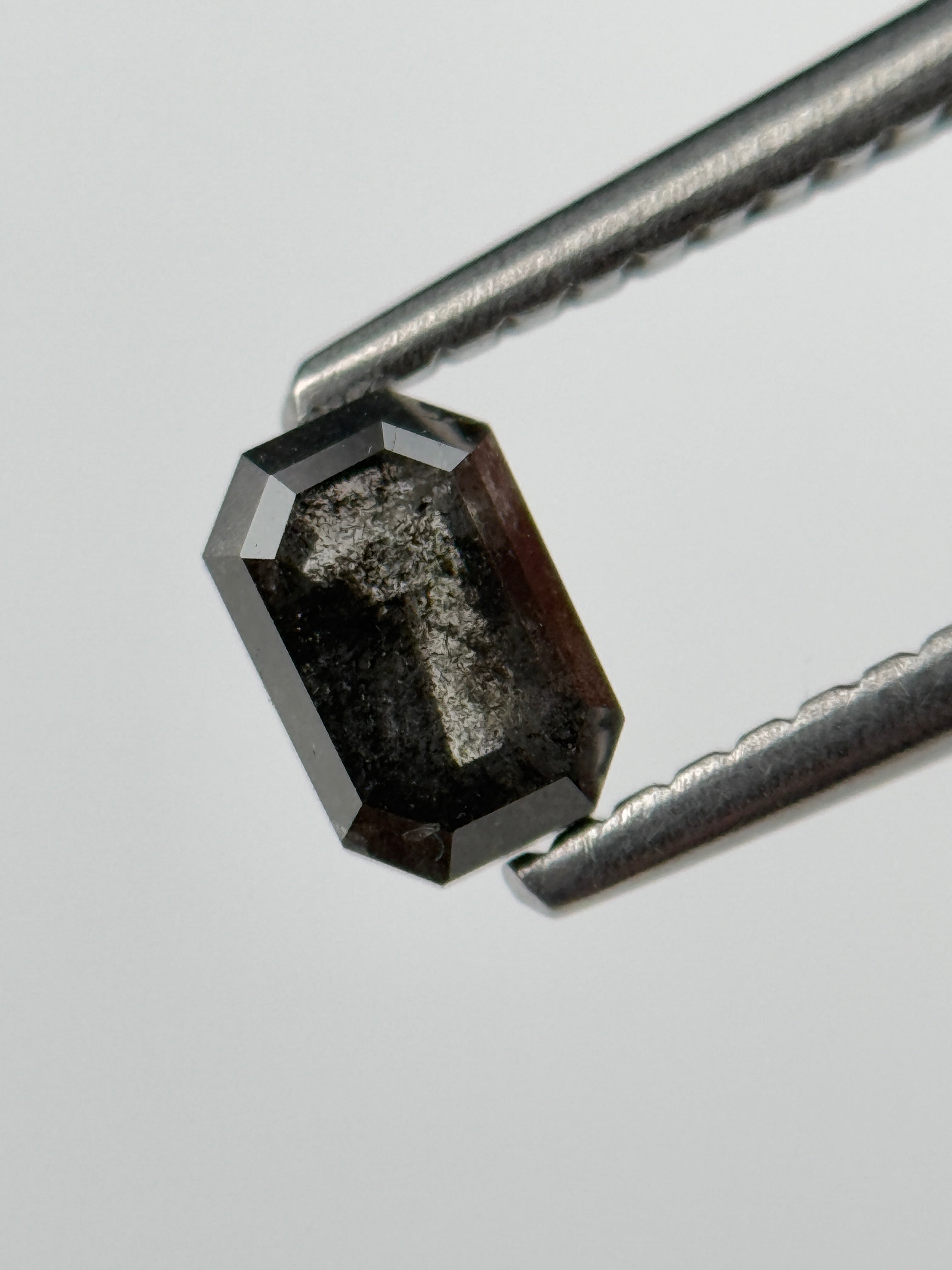 0.52 Ct Emerald Rose Cut Grey Natural Salt and Pepper Diamond