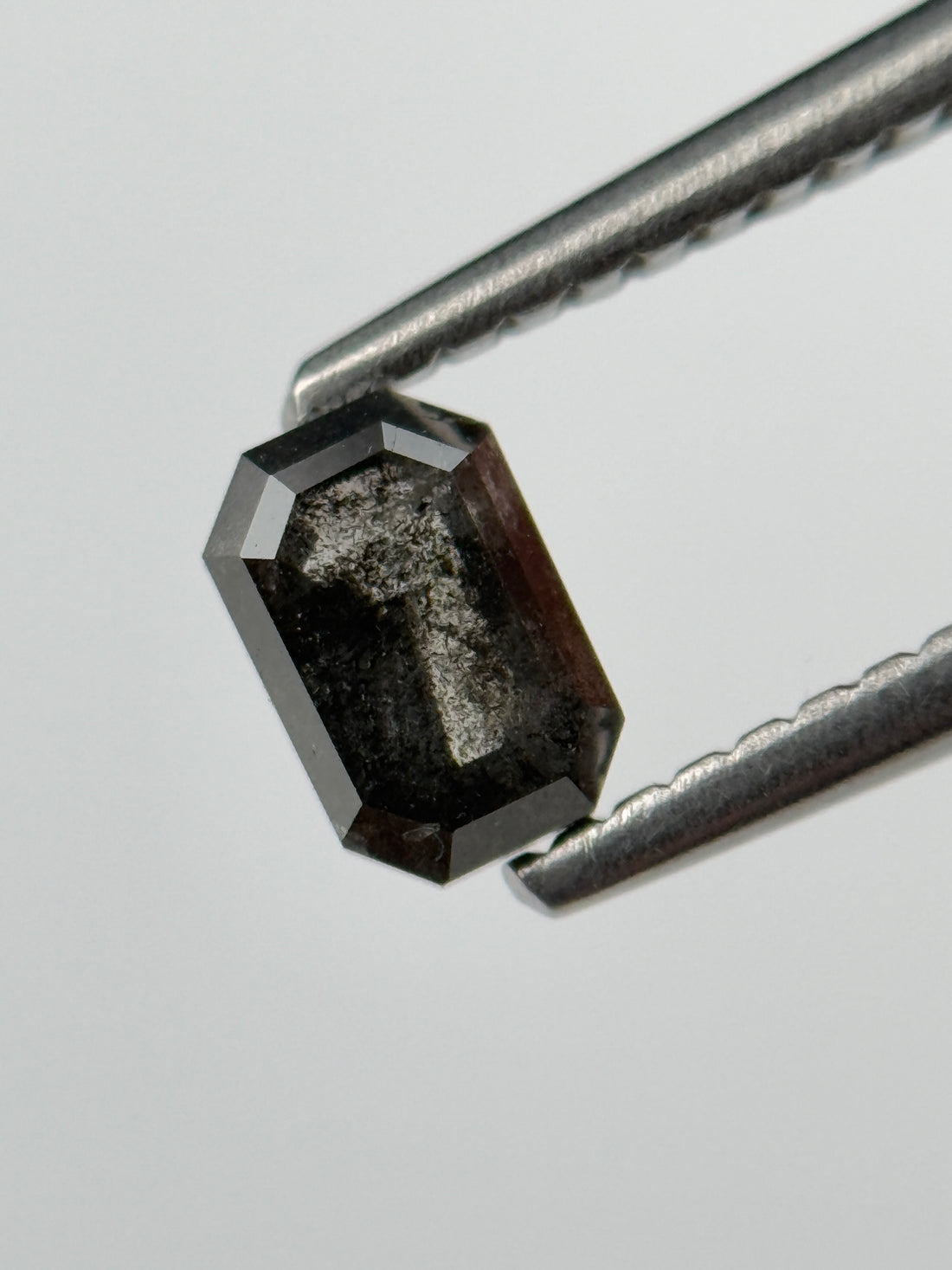 0.52 Ct Emerald Rose Cut Grey Natural Salt and Pepper Diamond
