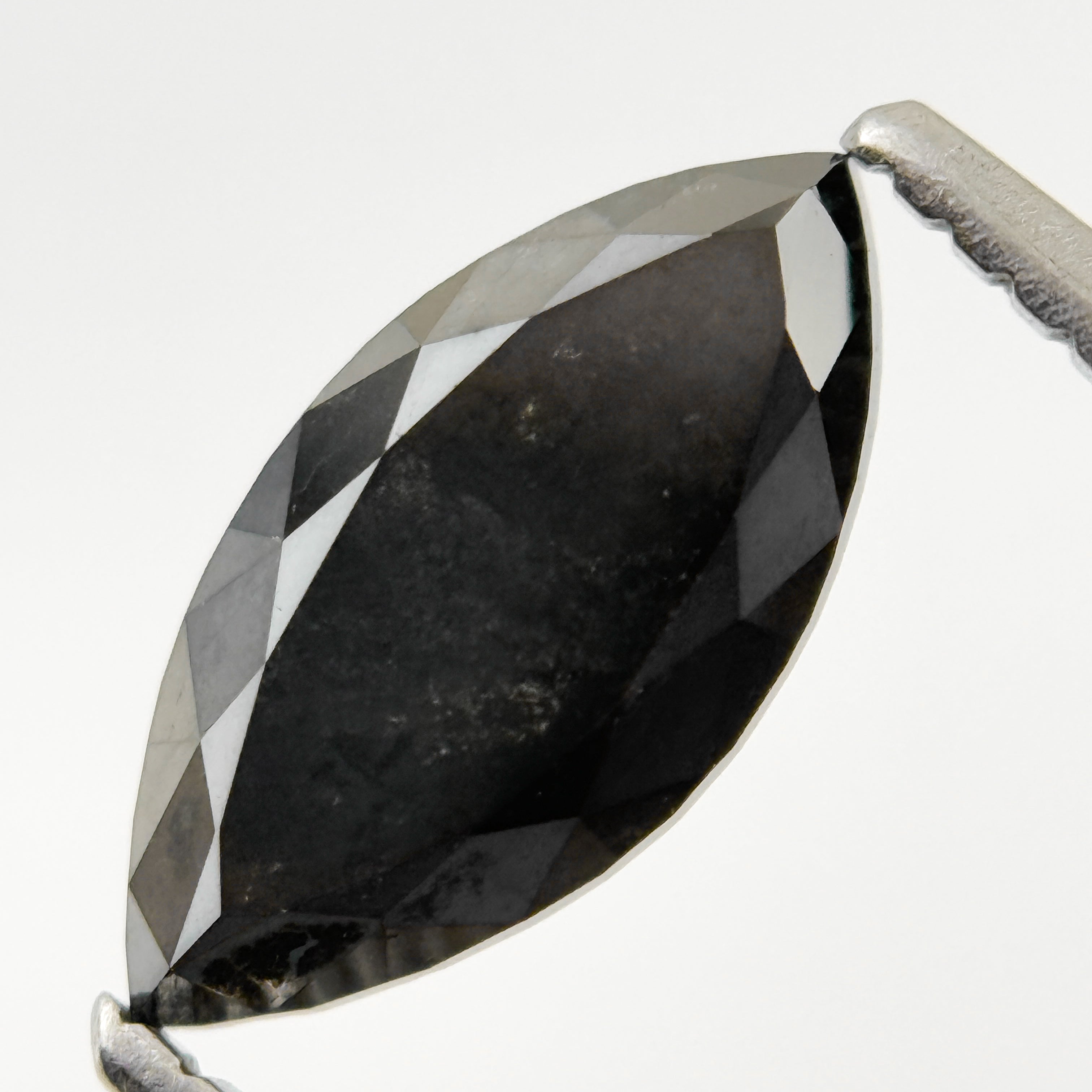 1.35 Ct Marquise Rose Cut Black Natural Salt and Pepper Diamond