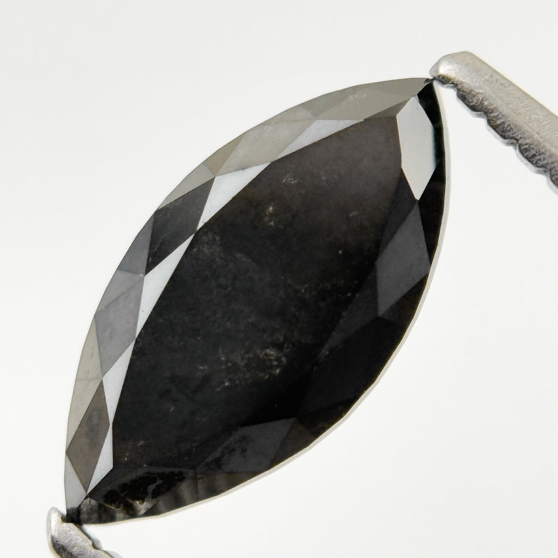 1.35 Ct Marquise Rose Cut Black Natural Salt and Pepper Diamond