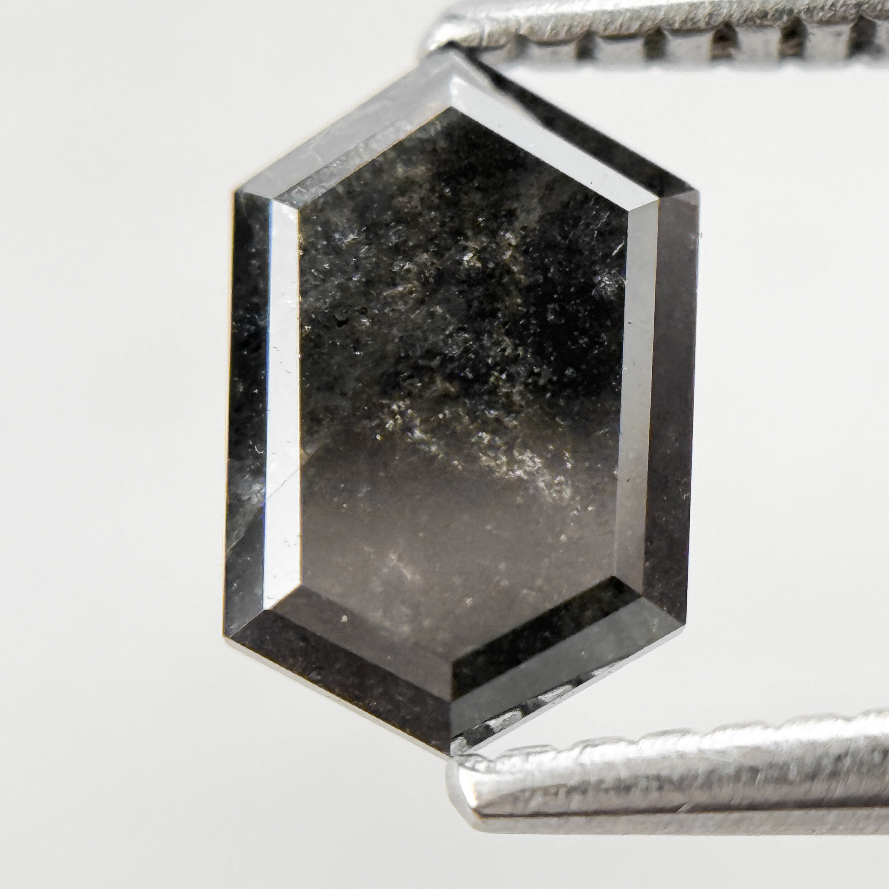 1.05 Ct Hexagon Rose Cut Grey Natural Salt and Pepper Diamond