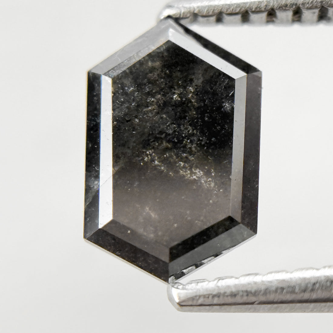1.05 Ct Hexagon Rose Cut Grey Natural Salt and Pepper Diamond