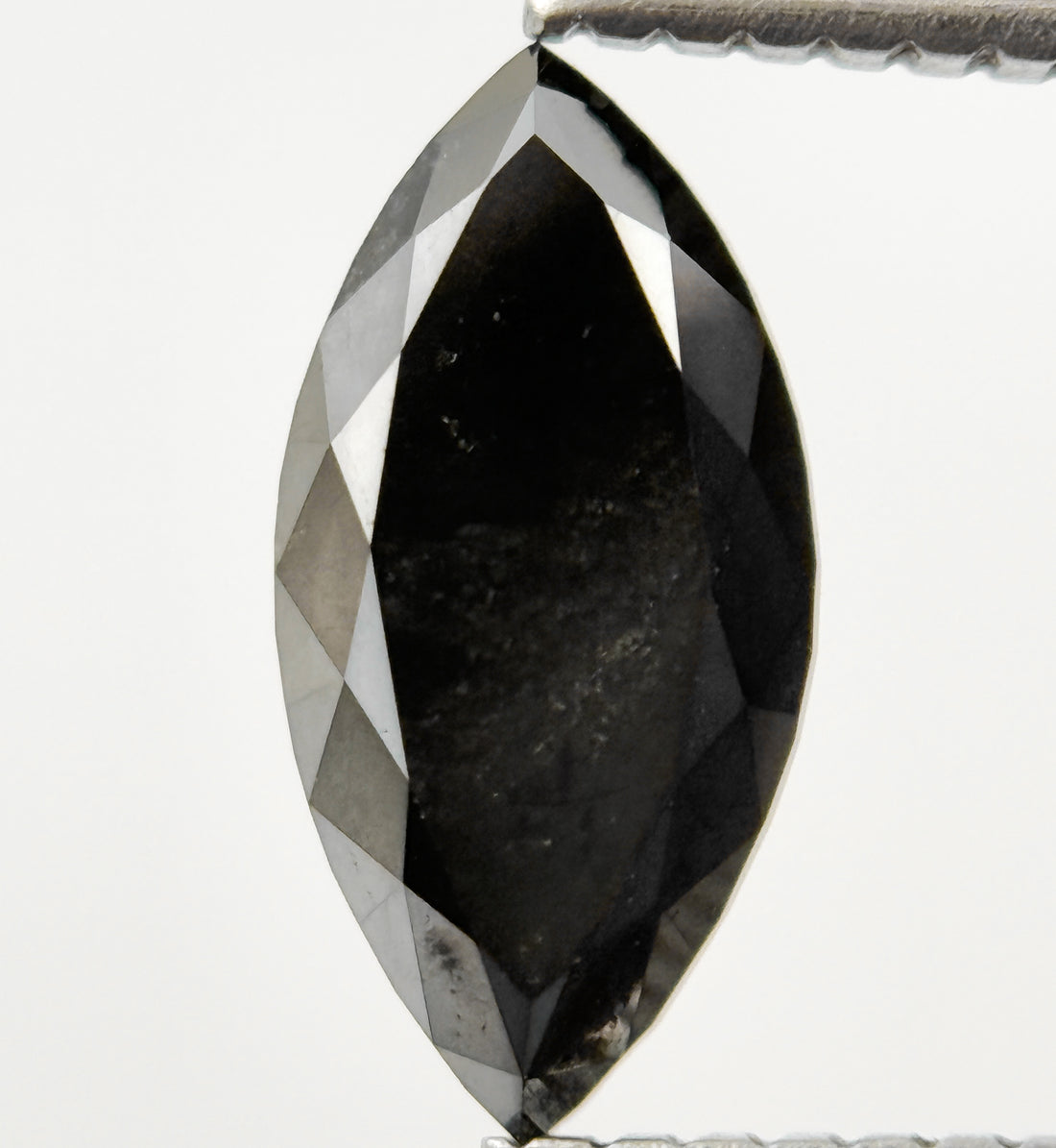 1.35 Ct Marquise Rose Cut Black Natural Salt and Pepper Diamond