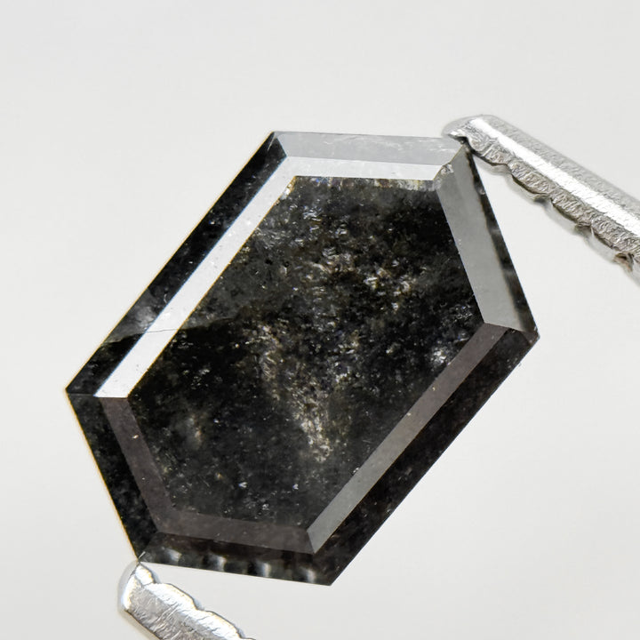 1.05 Ct Hexagon Rose Cut Grey Natural Salt and Pepper Diamond