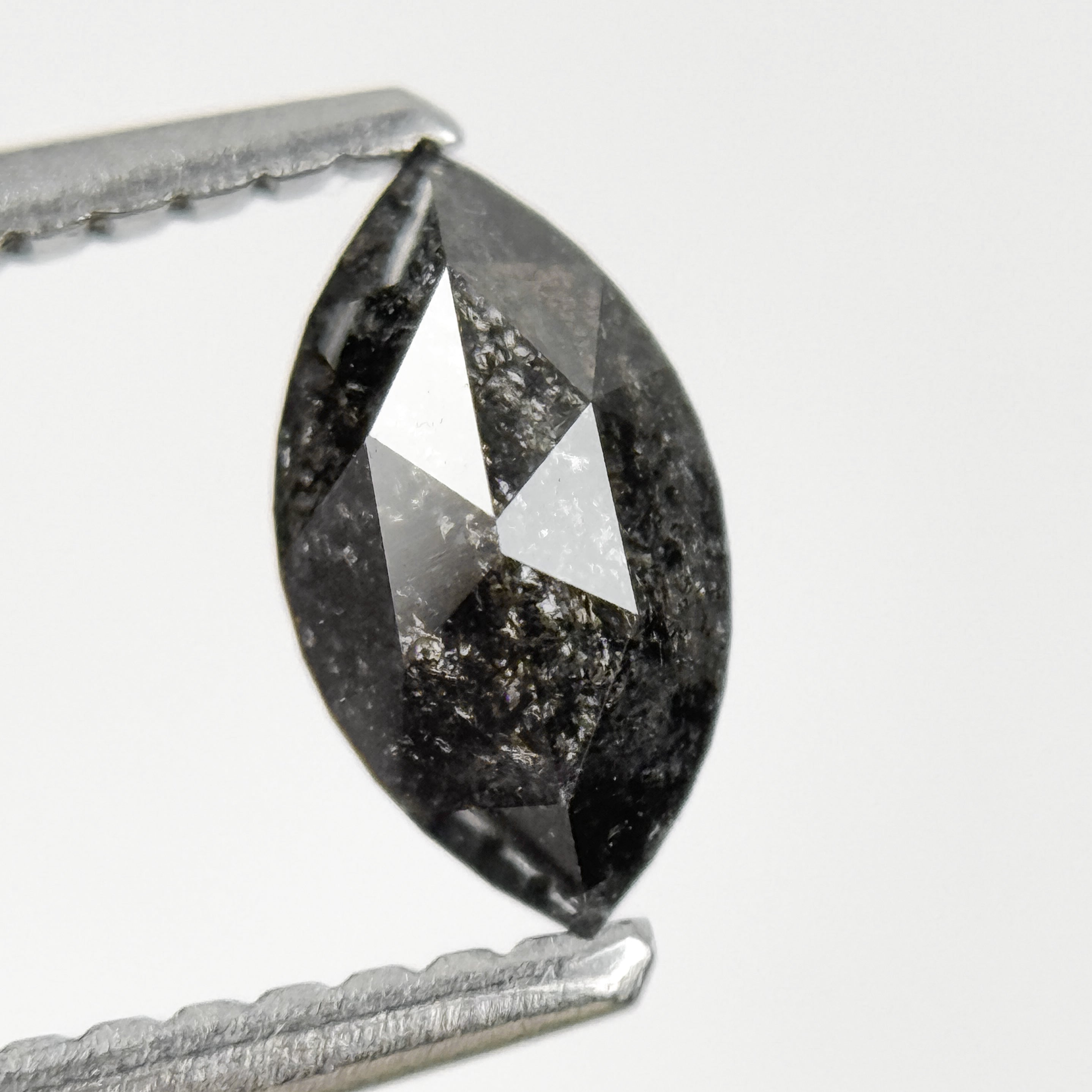 0.64 Ct Marquise Rose Cut Grey Natural Salt and Pepper Diamond