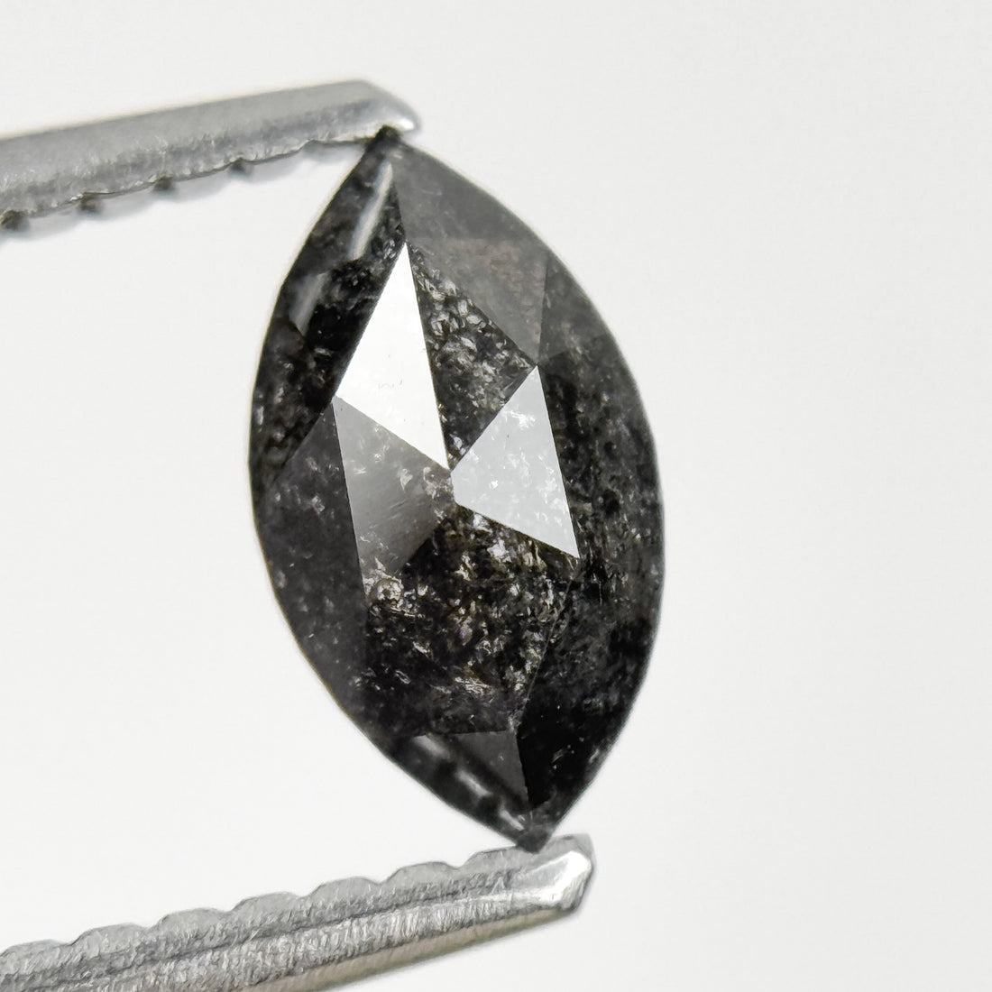 0.64 Ct Marquise Rose Cut Grey Natural Salt and Pepper Diamond
