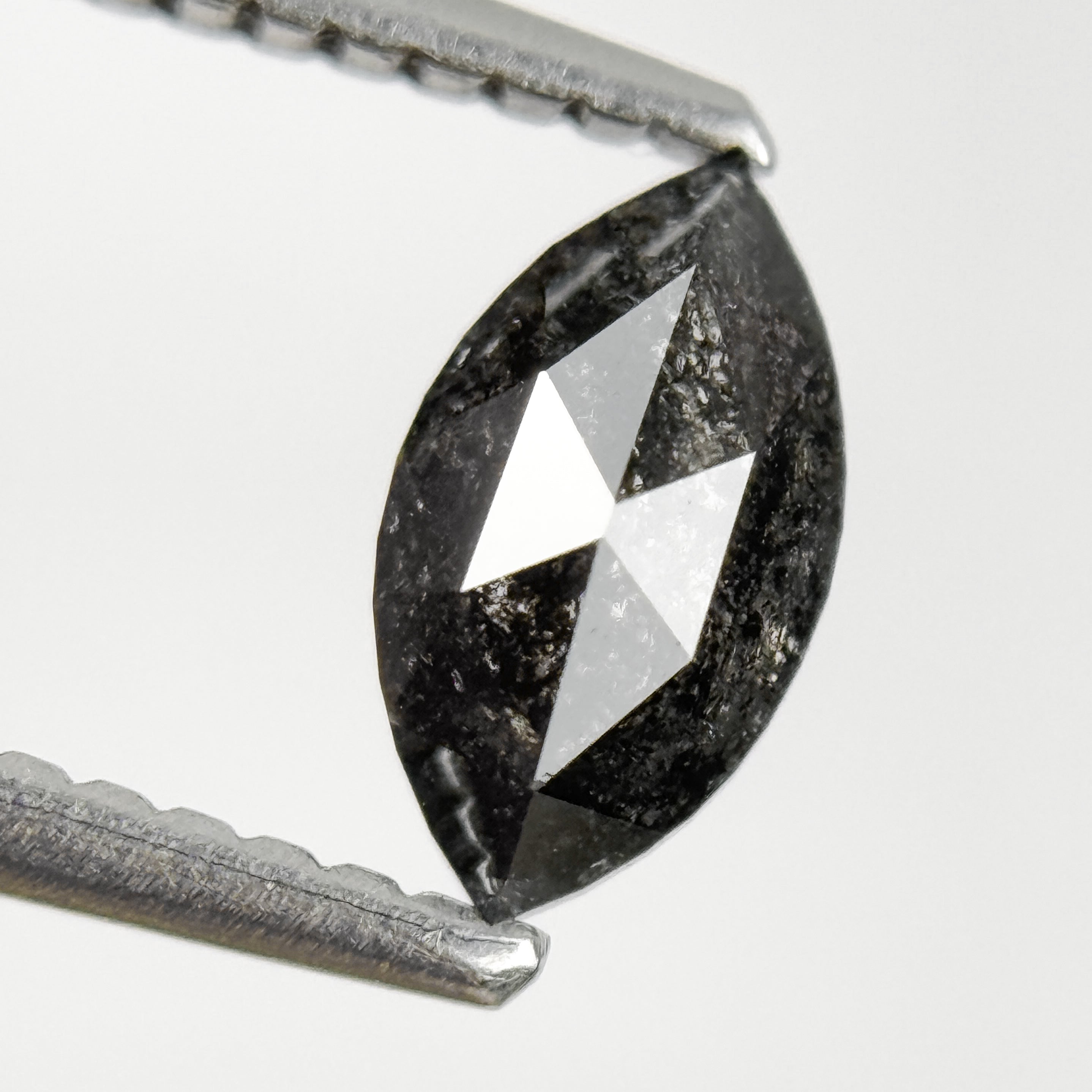 0.64 Ct Marquise Rose Cut Grey Natural Salt and Pepper Diamond