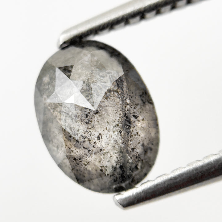 1.28 Ct Oval Rose Cut Grey Natural Salt and Pepper Diamond