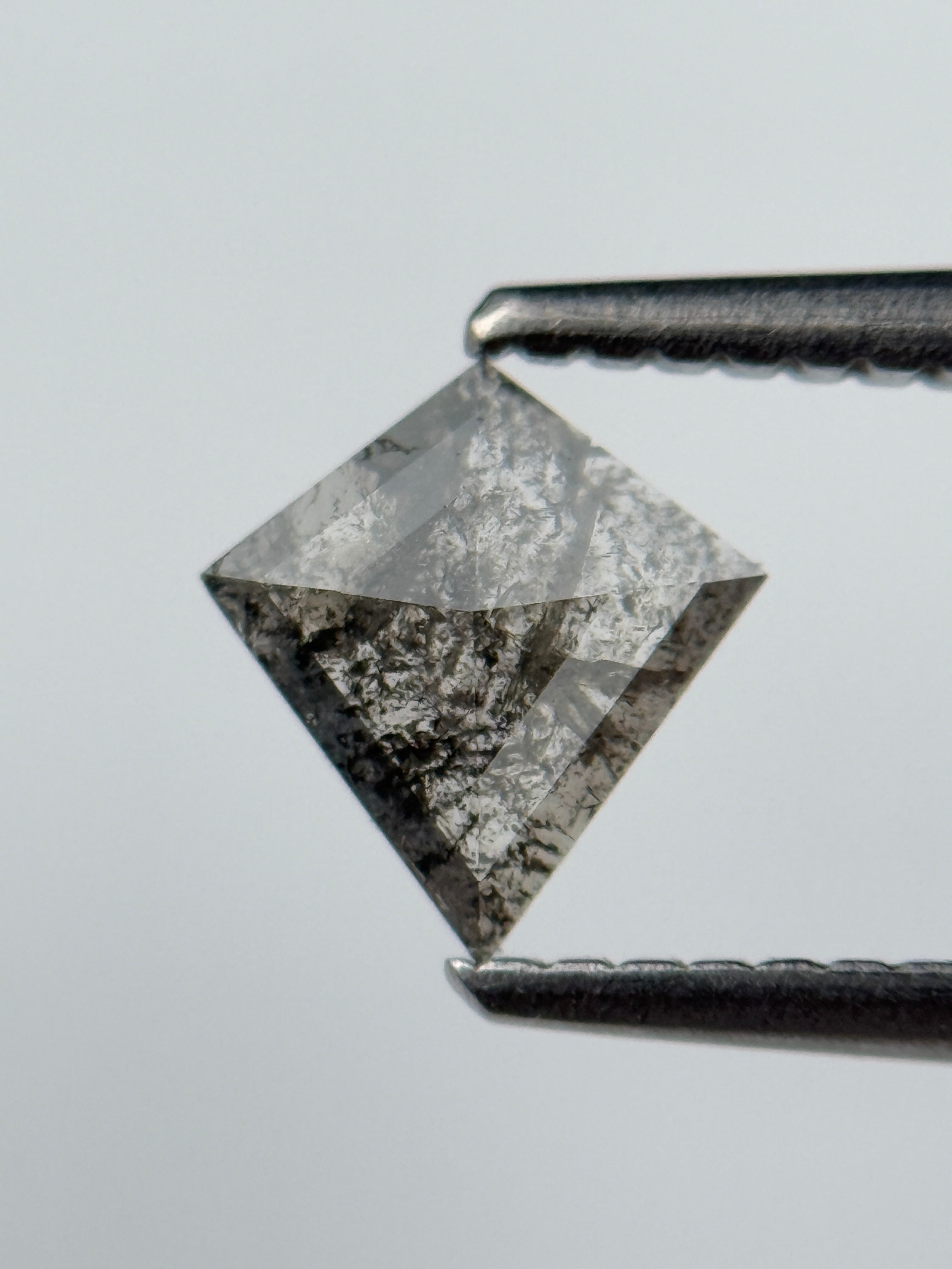 0.45 Ct Kite Rose Cut Grey Natural Salt and Pepper Diamond