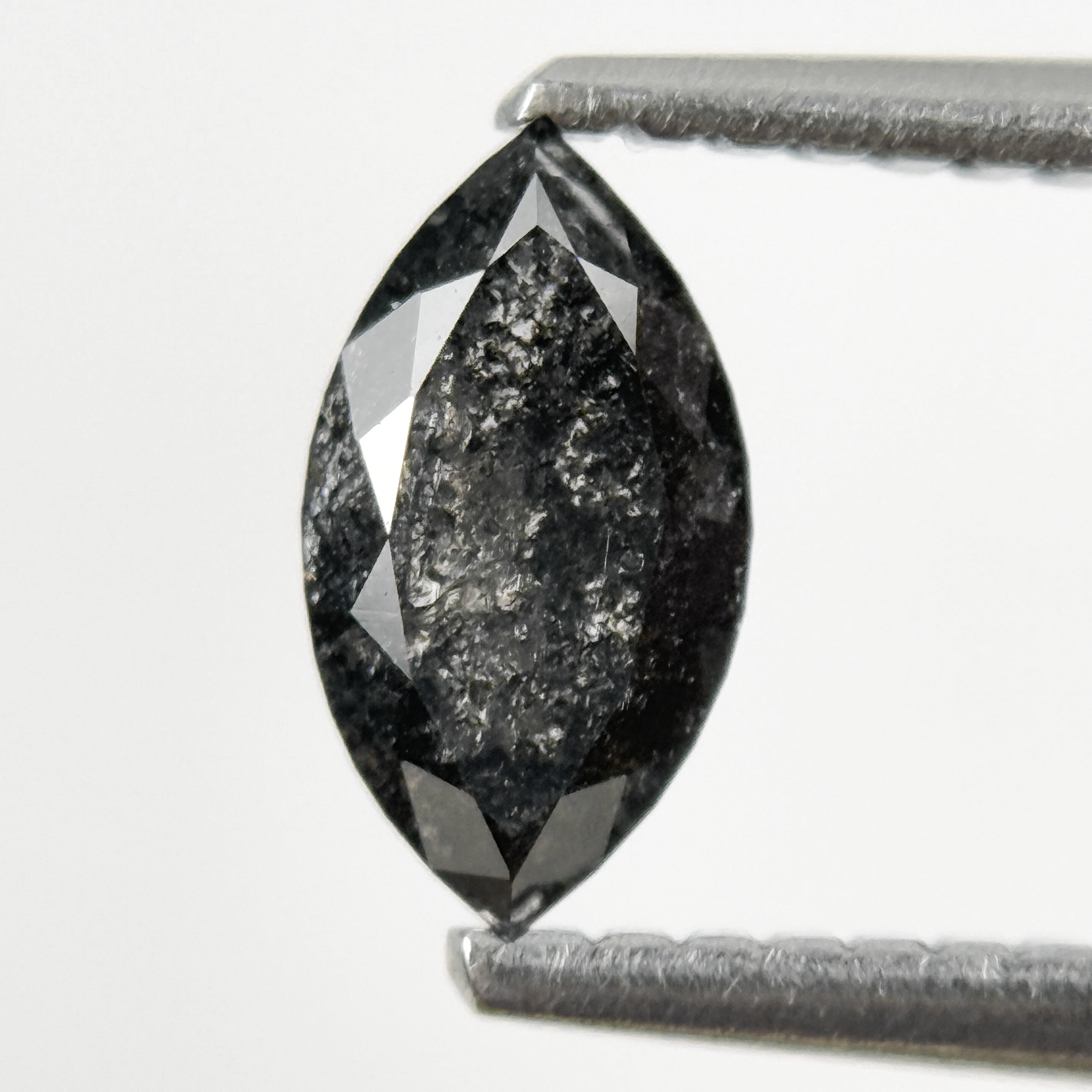 0.64 Ct Marquise Rose Cut Grey Natural Salt and Pepper Diamond