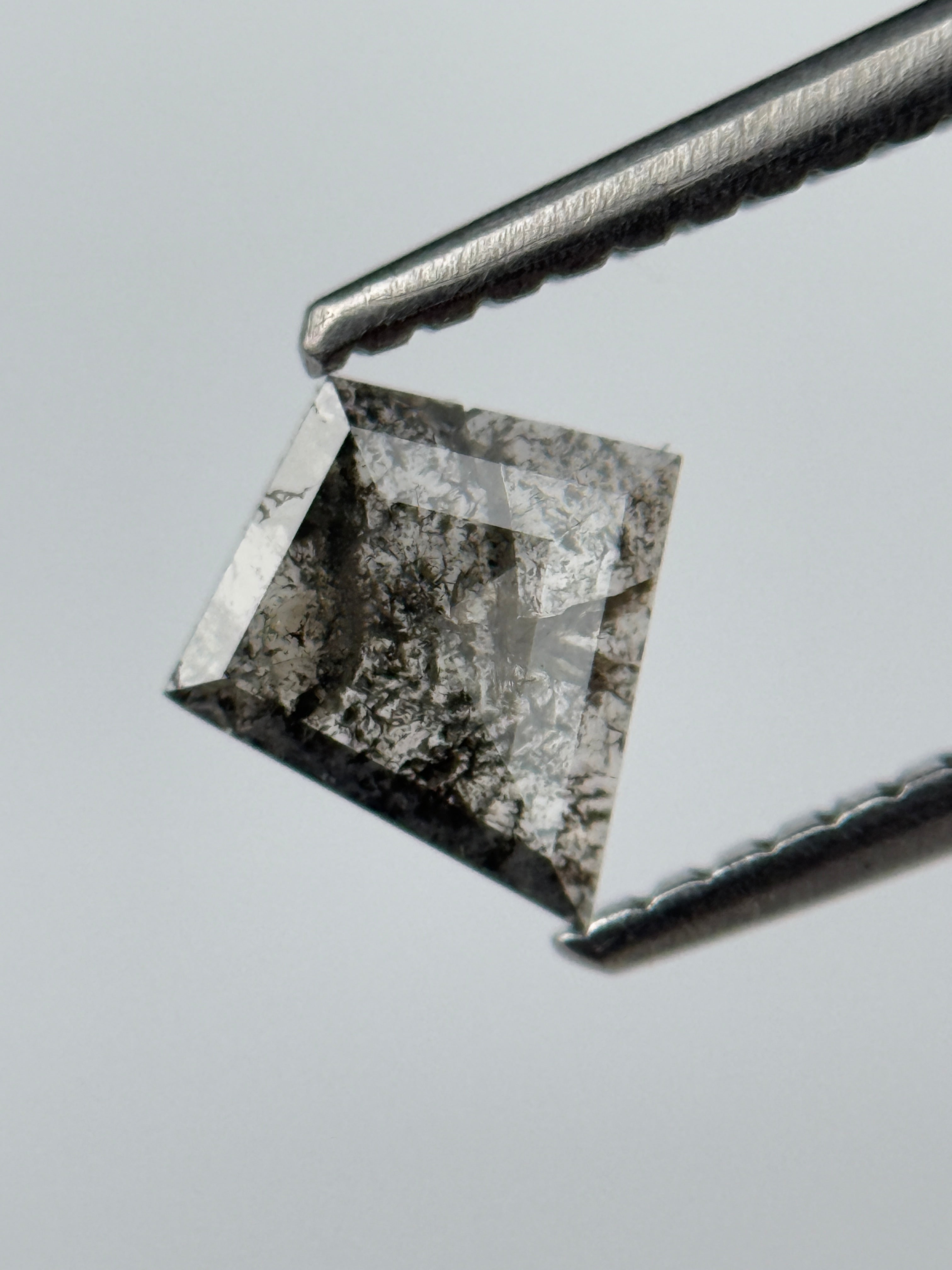 0.45 Ct Kite Rose Cut Grey Natural Salt and Pepper Diamond