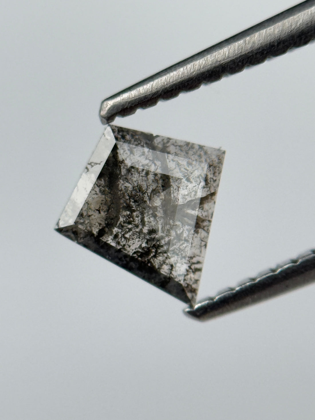0.45 Ct Kite Rose Cut Grey Natural Salt and Pepper Diamond