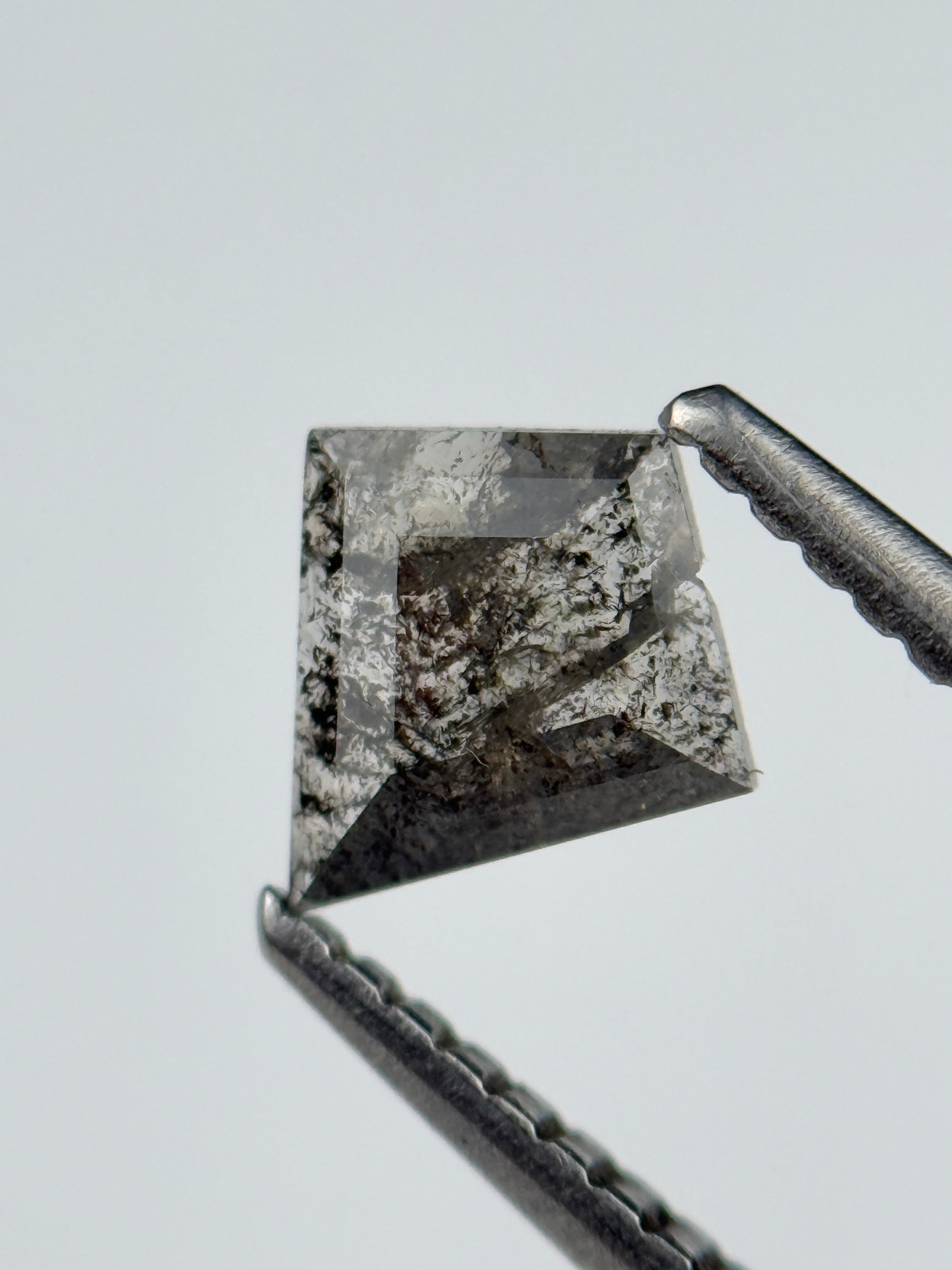 0.45 Ct Kite Rose Cut Grey Natural Salt and Pepper Diamond