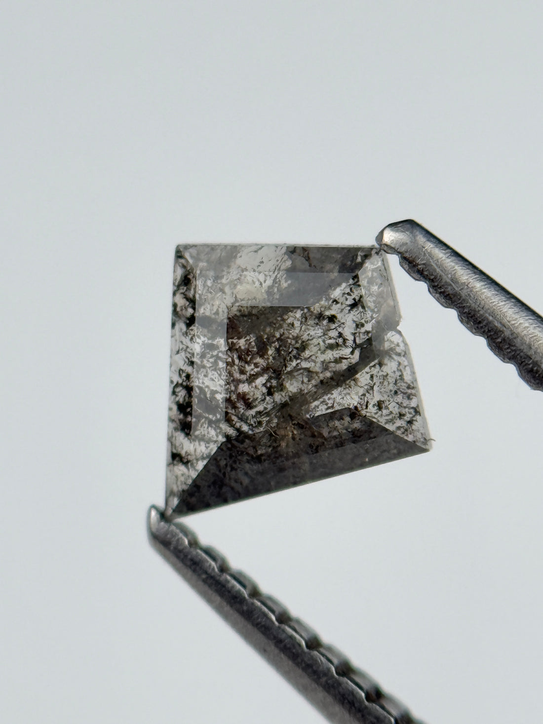 0.45 Ct Kite Rose Cut Grey Natural Salt and Pepper Diamond
