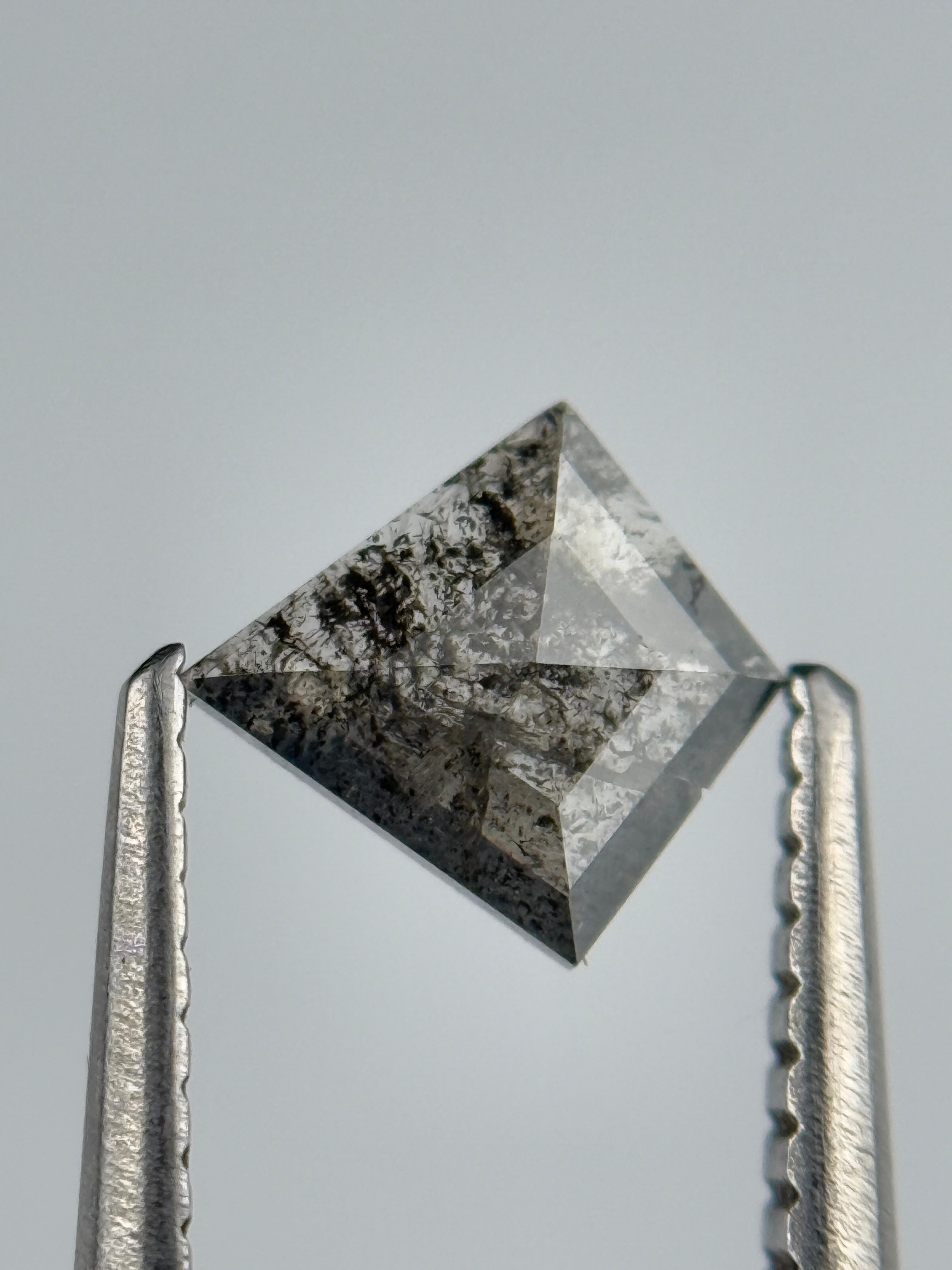 0.45 Ct Kite Rose Cut Grey Natural Salt and Pepper Diamond