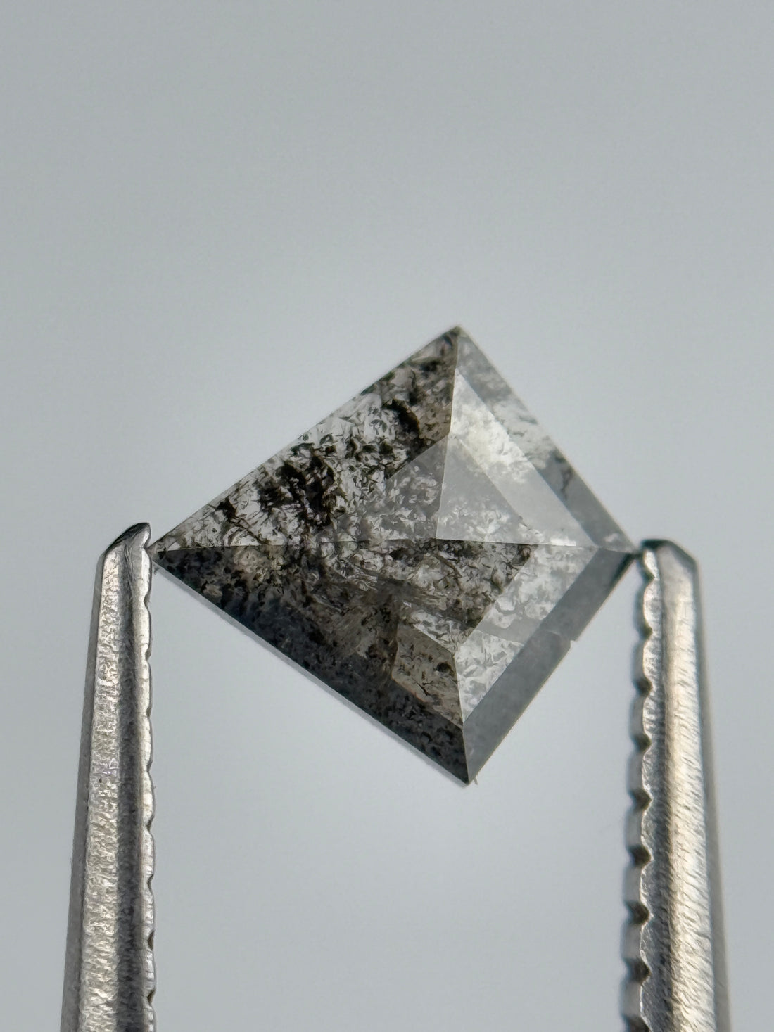 0.45 Ct Kite Rose Cut Grey Natural Salt and Pepper Diamond