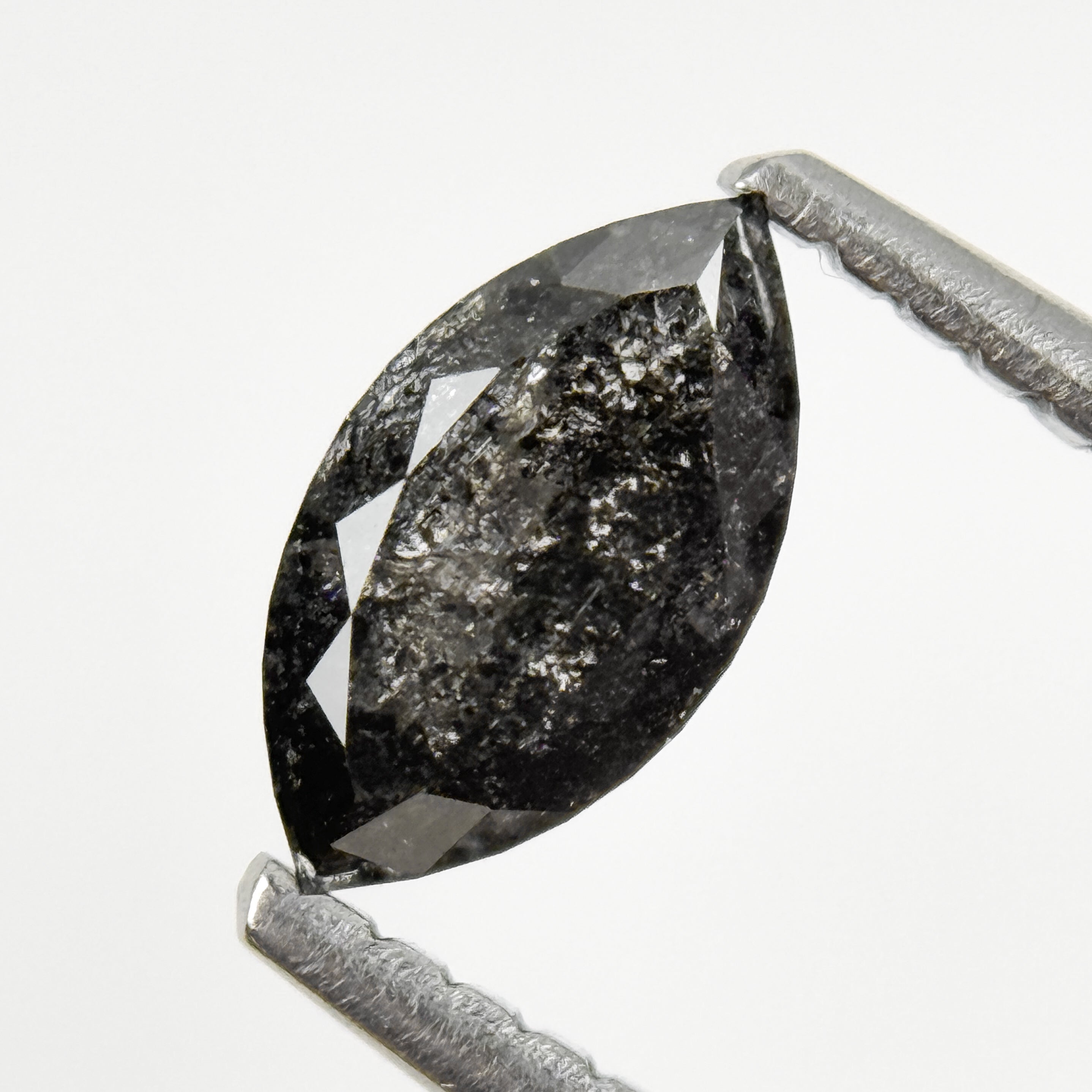 0.64 Ct Marquise Rose Cut Grey Natural Salt and Pepper Diamond