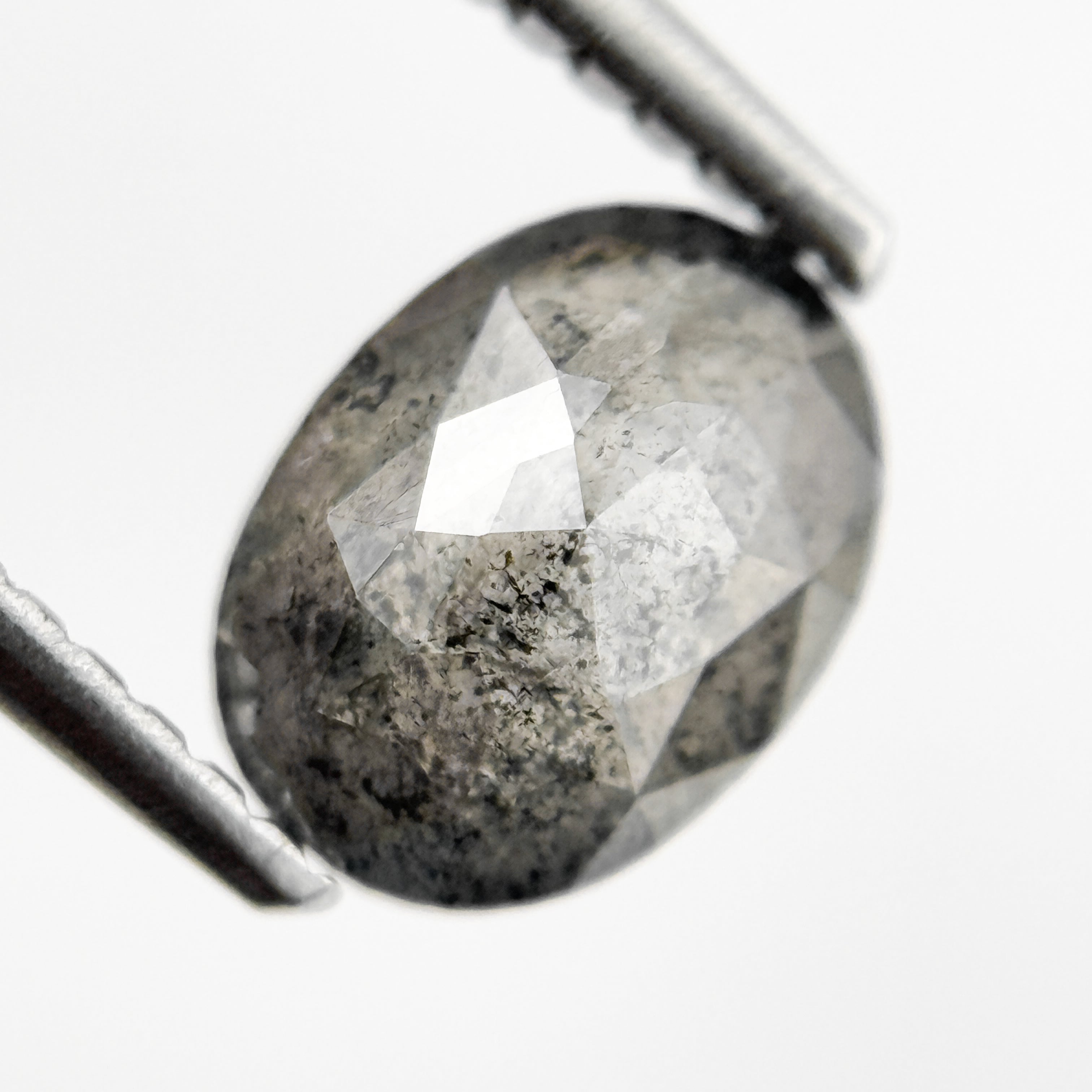 1.28 Ct Oval Rose Cut Grey Natural Salt and Pepper Diamond