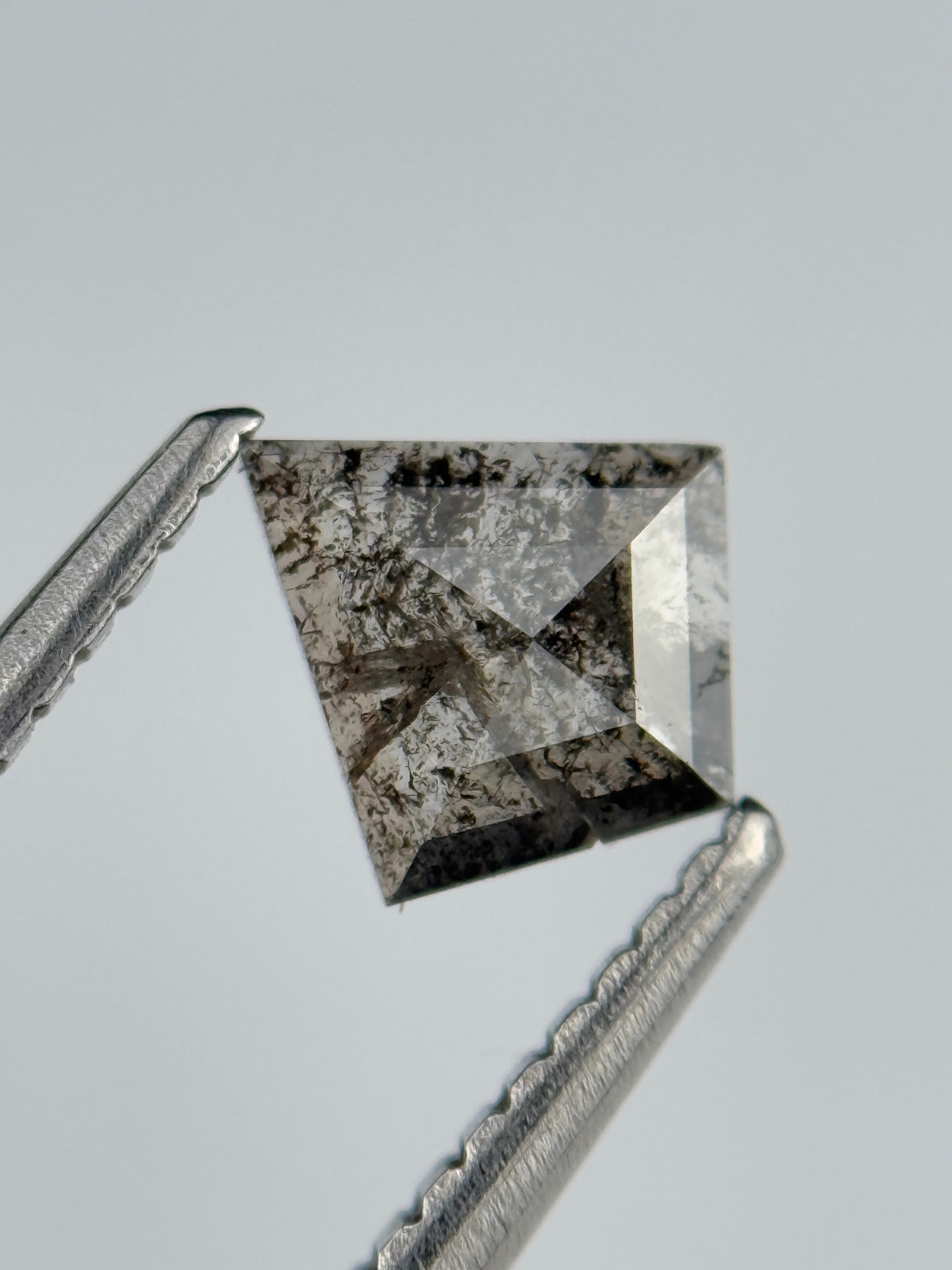 0.45 Ct Kite Rose Cut Grey Natural Salt and Pepper Diamond