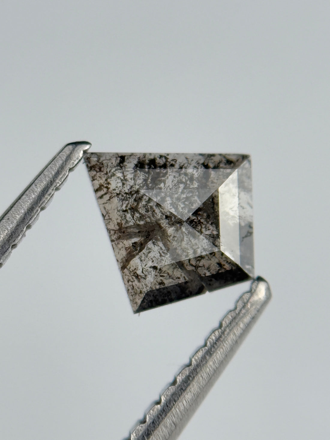 0.45 Ct Kite Rose Cut Grey Natural Salt and Pepper Diamond