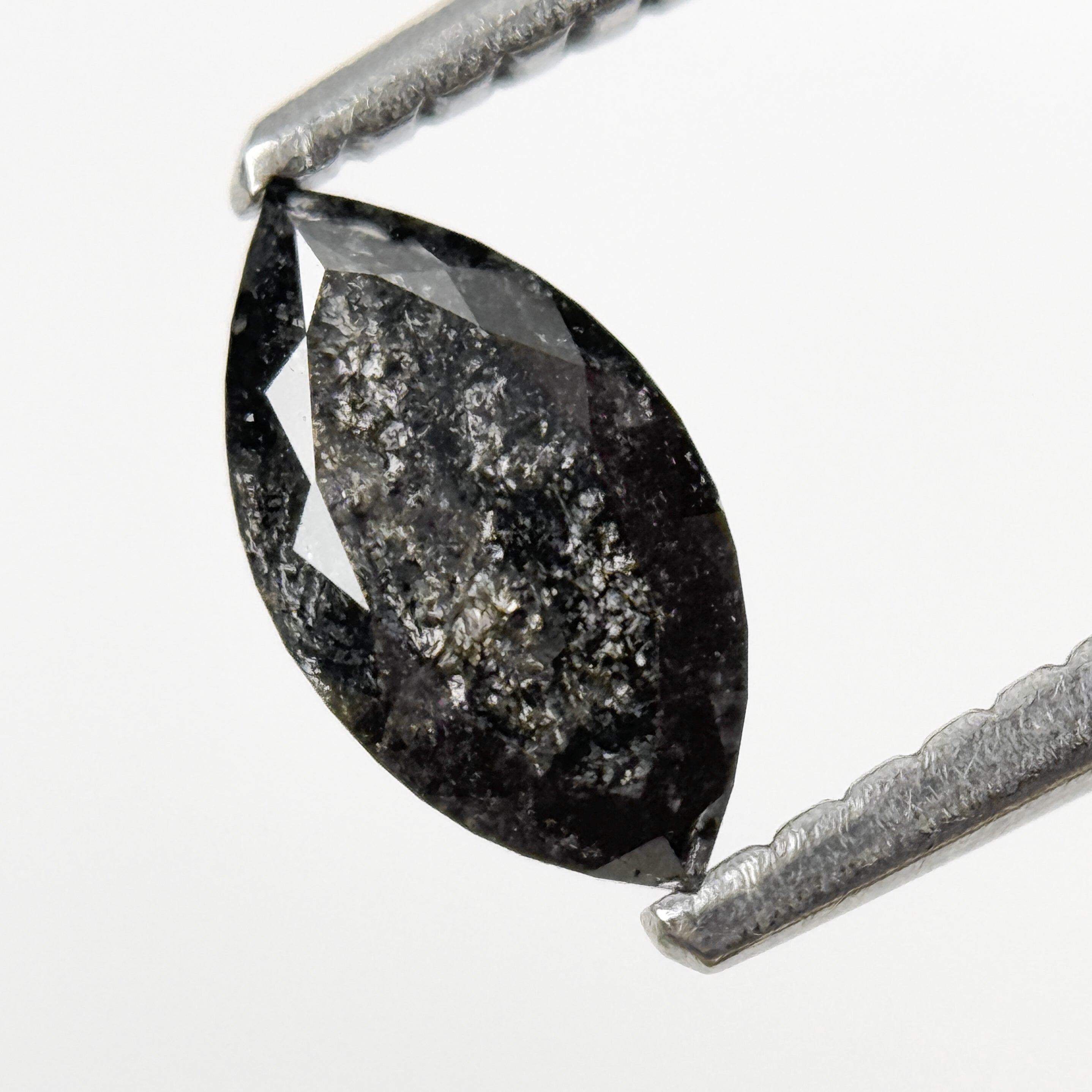 0.64 Ct Marquise Rose Cut Grey Natural Salt and Pepper Diamond
