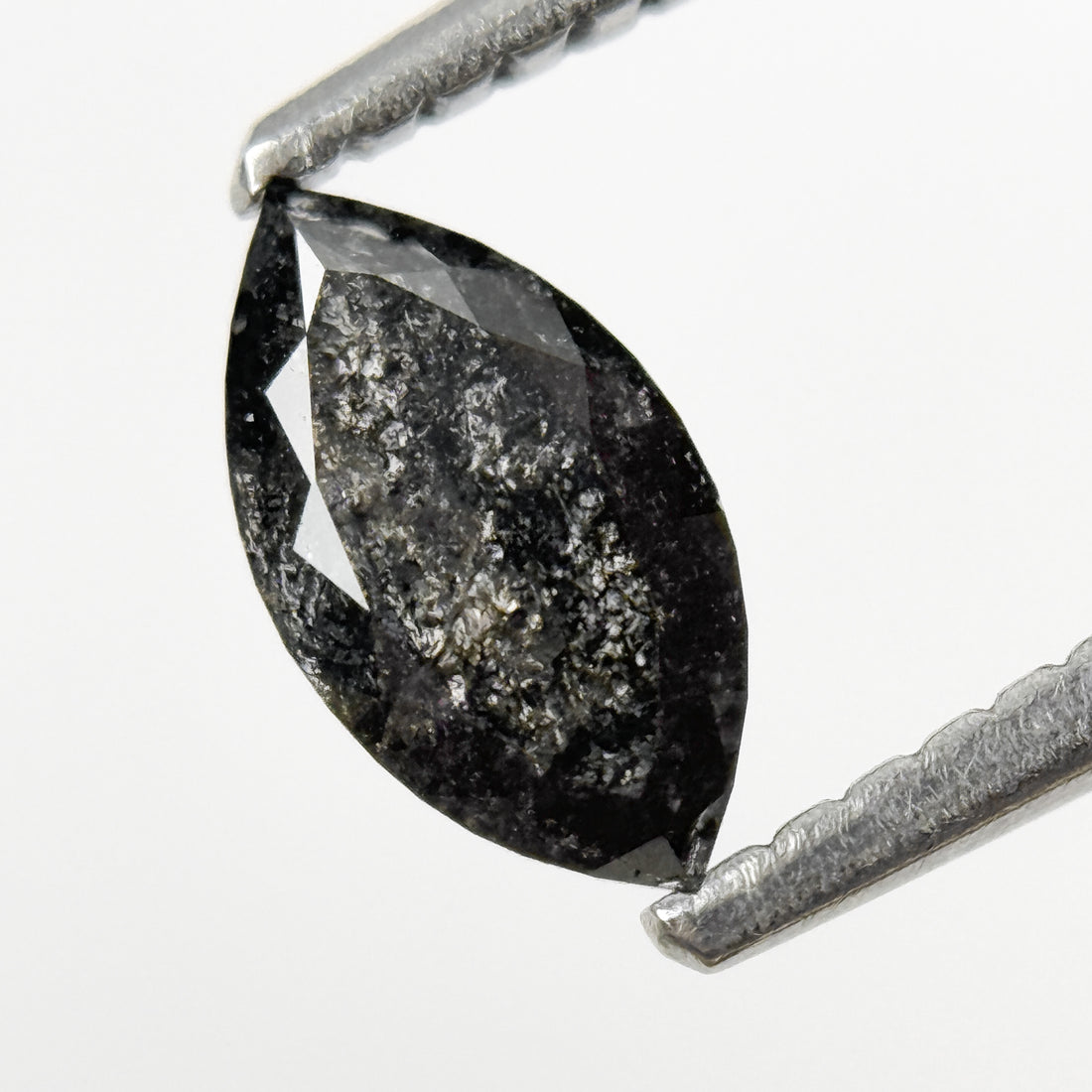 0.64 Ct Marquise Rose Cut Grey Natural Salt and Pepper Diamond