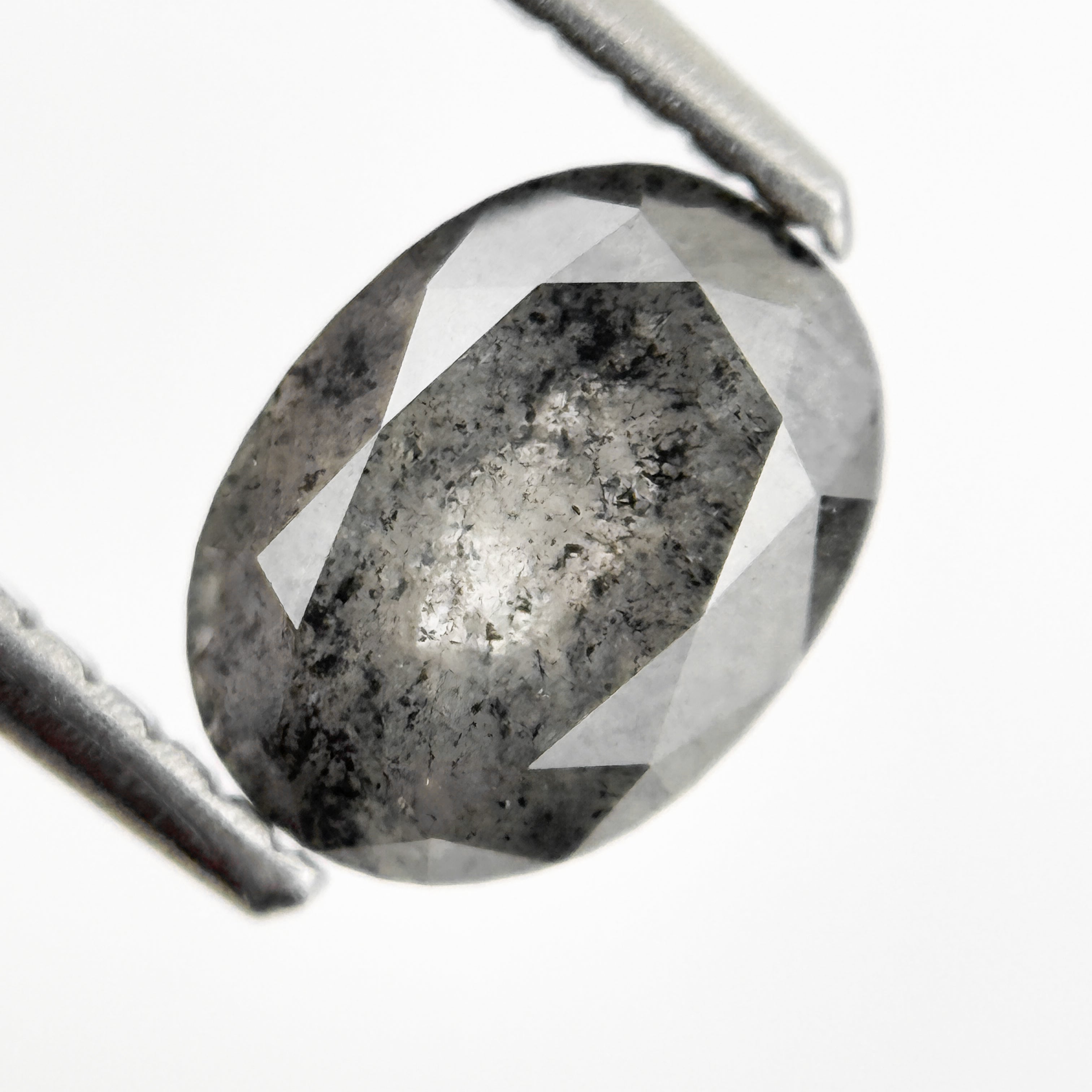 1.28 Ct Oval Rose Cut Grey Natural Salt and Pepper Diamond