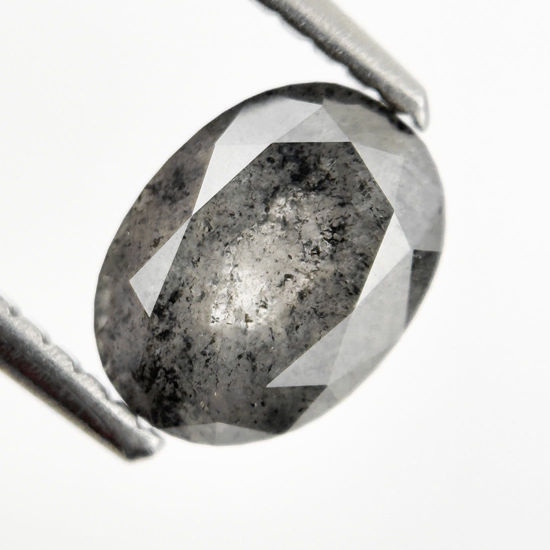 1.28 Ct Oval Rose Cut Grey Natural Salt and Pepper Diamond