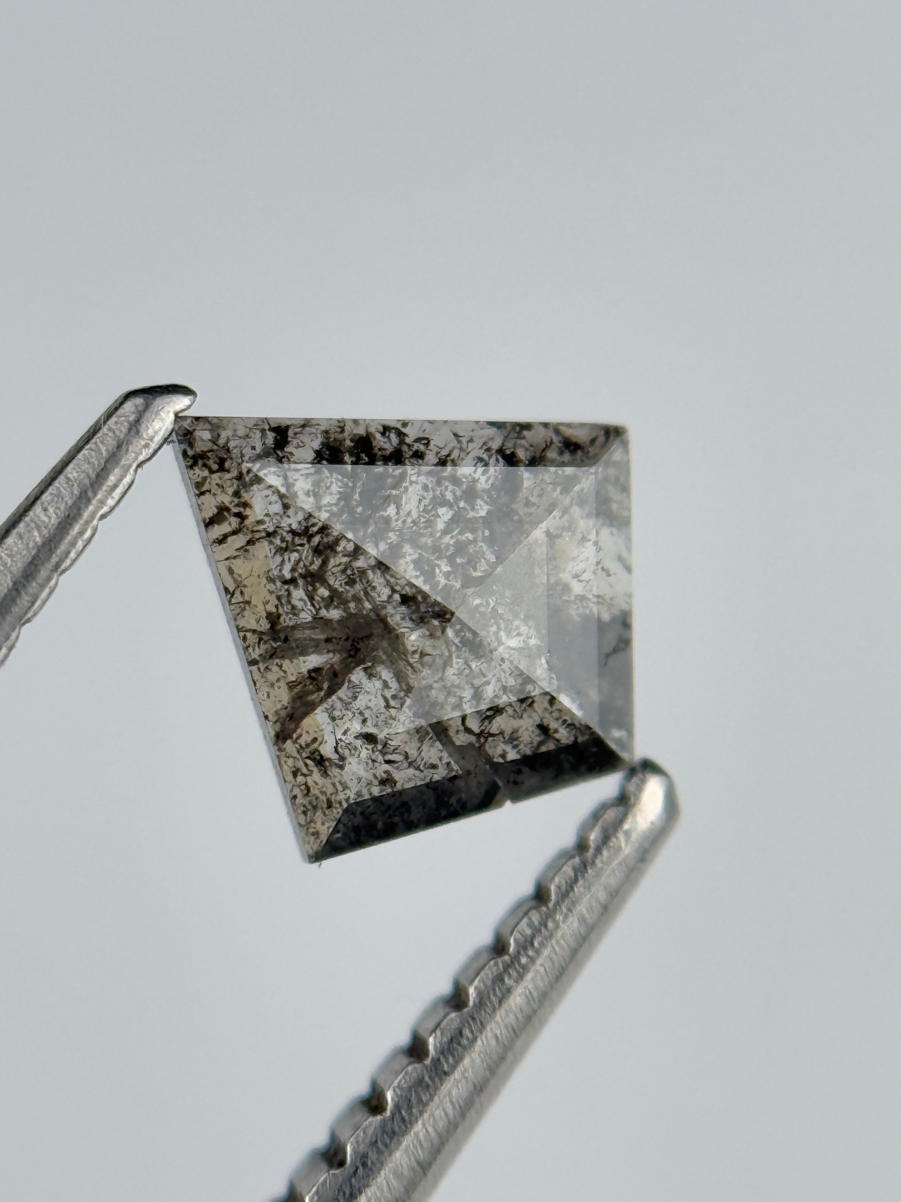 0.45 Ct Kite Rose Cut Grey Natural Salt and Pepper Diamond