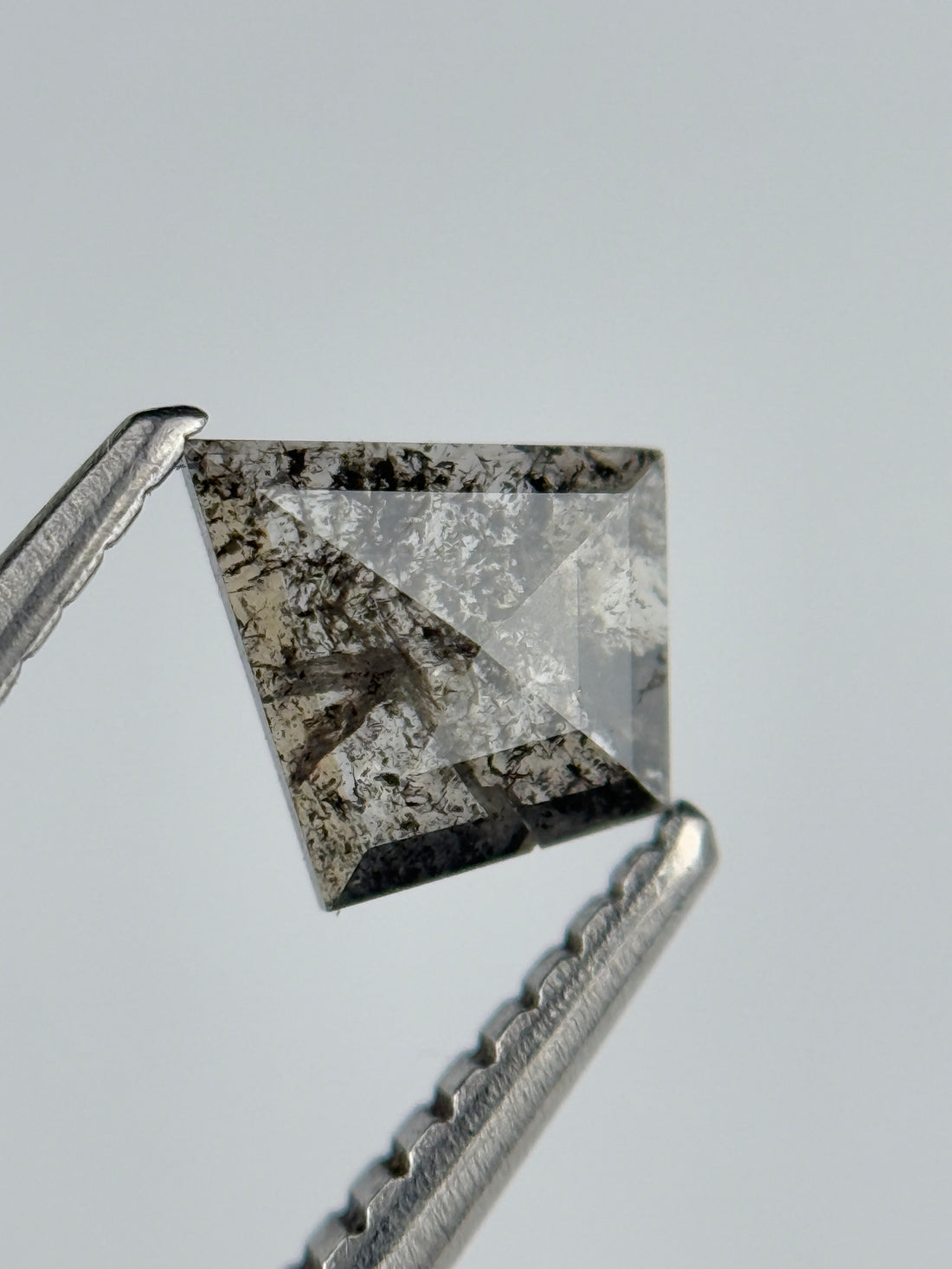 0.45 Ct Kite Rose Cut Grey Natural Salt and Pepper Diamond