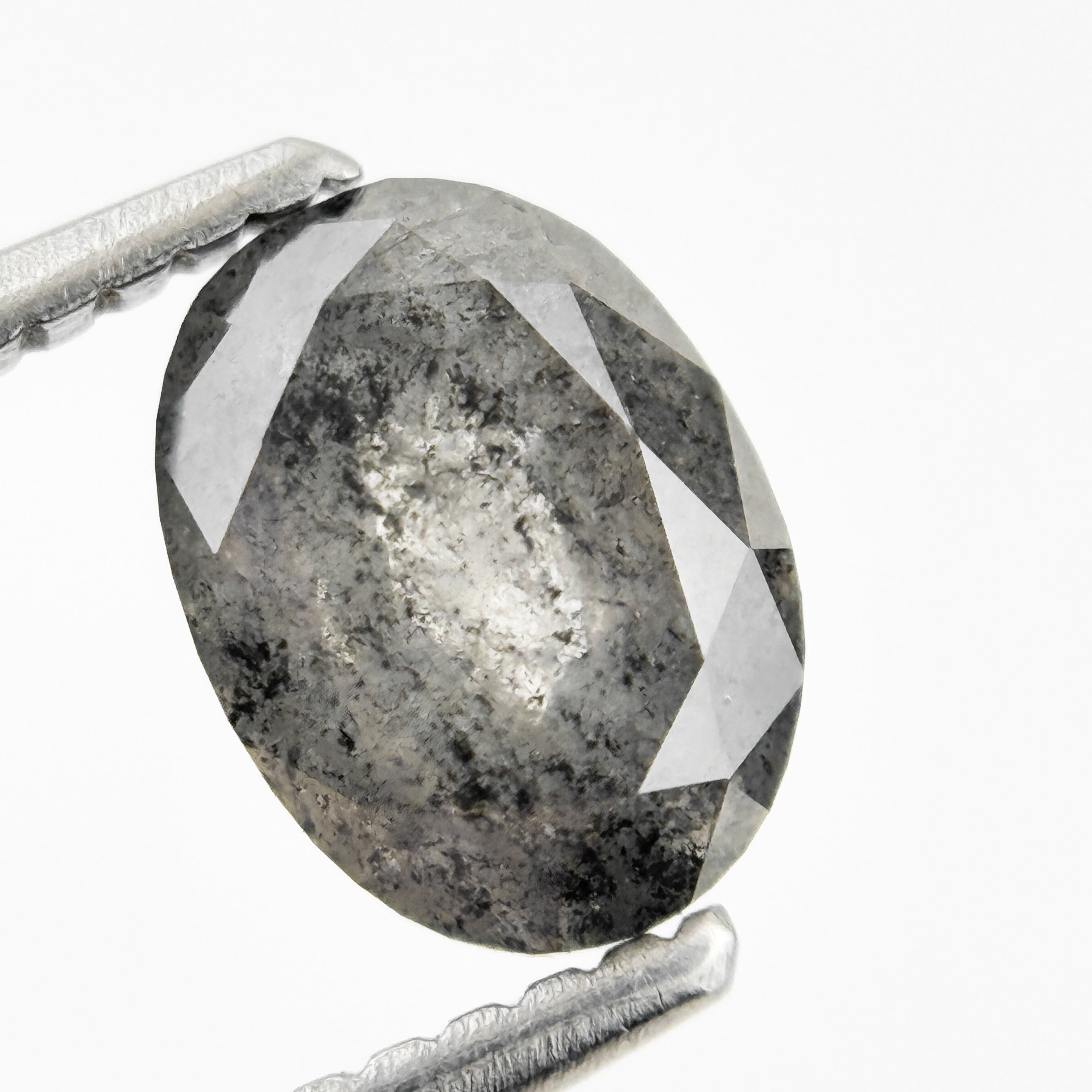 1.28 Ct Oval Rose Cut Grey Natural Salt and Pepper Diamond