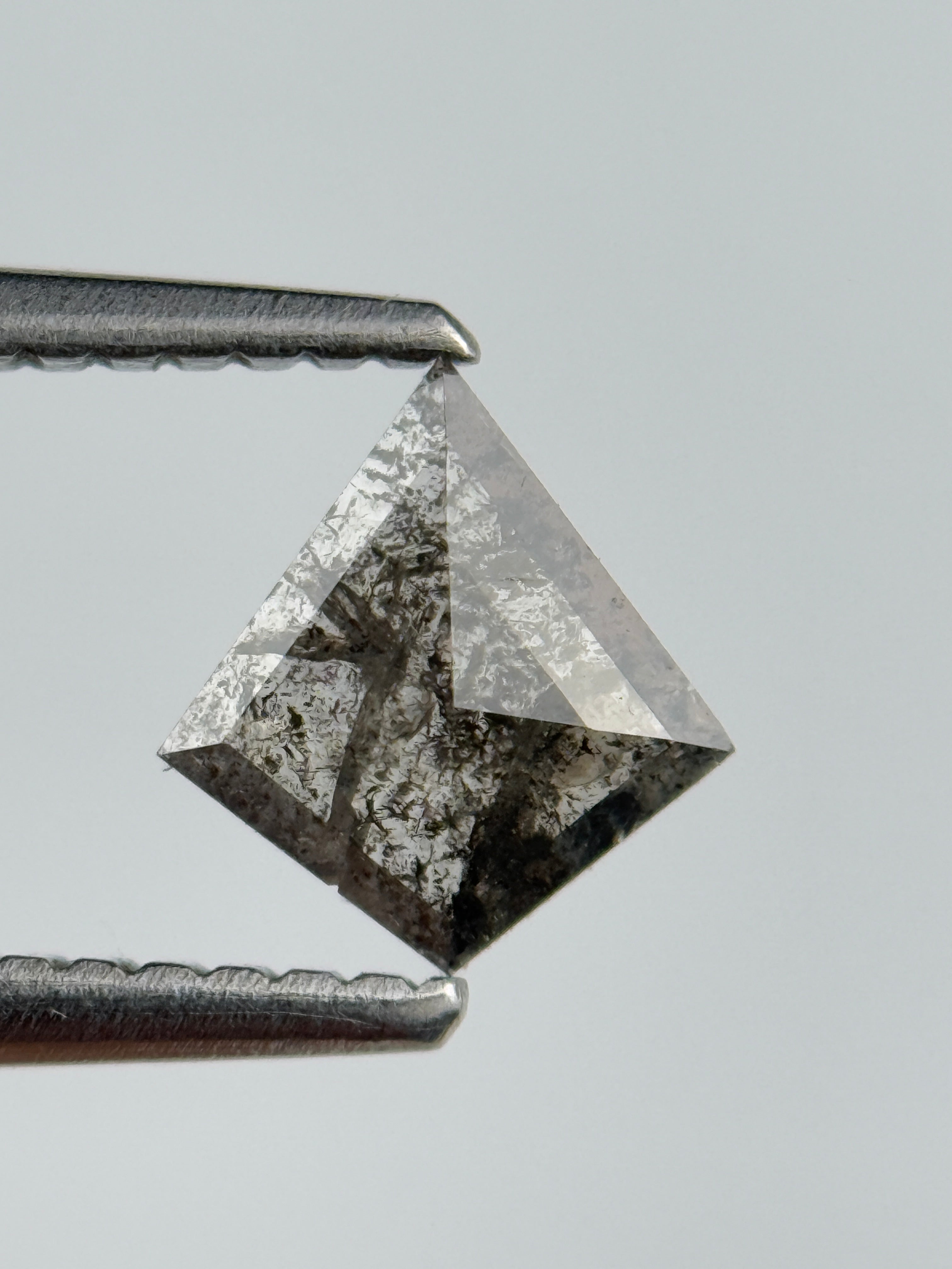 0.45 Ct Kite Rose Cut Grey Natural Salt and Pepper Diamond