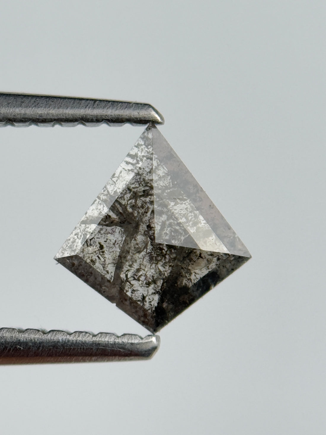 0.45 Ct Kite Rose Cut Grey Natural Salt and Pepper Diamond