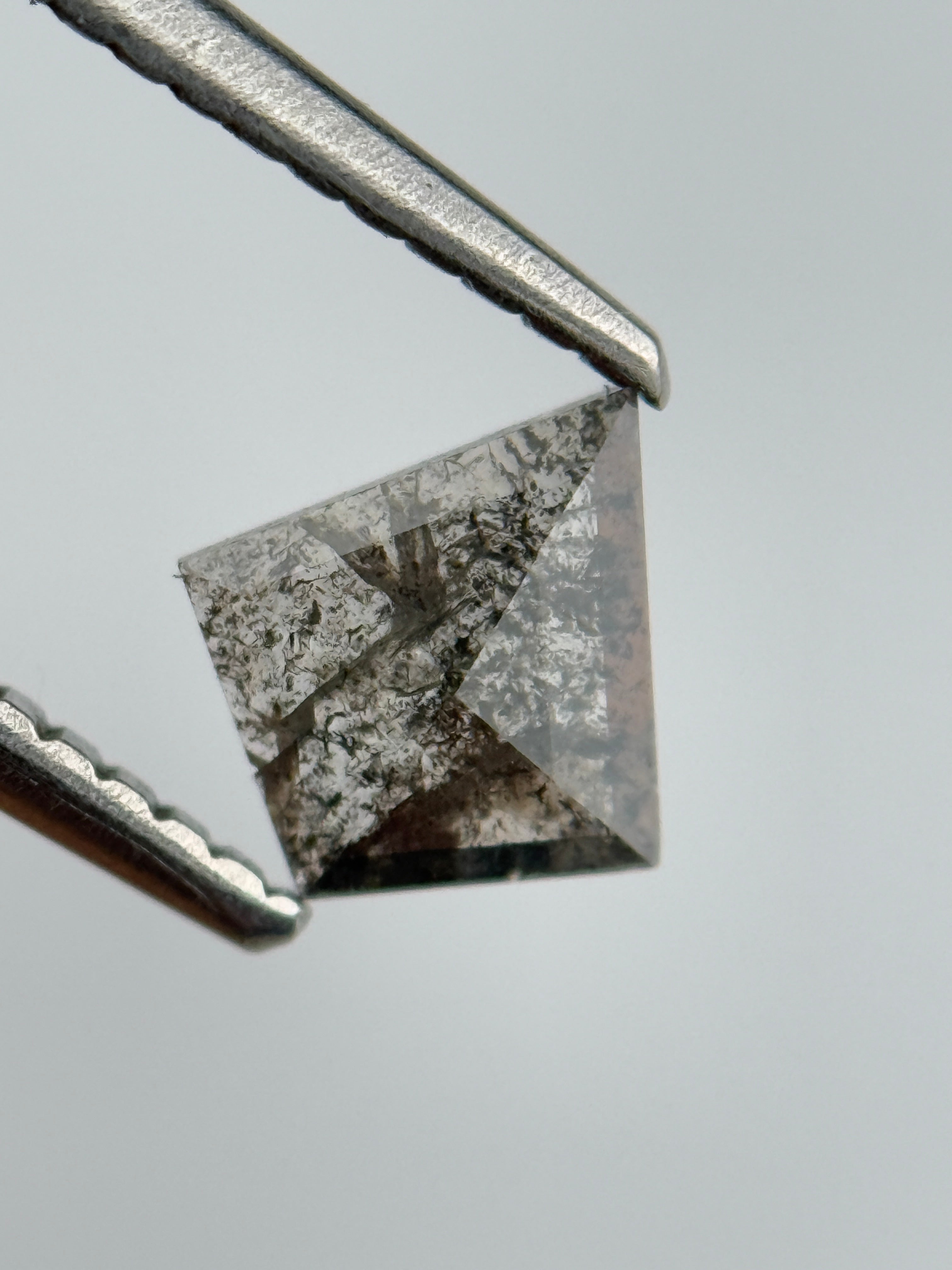 0.45 Ct Kite Rose Cut Grey Natural Salt and Pepper Diamond
