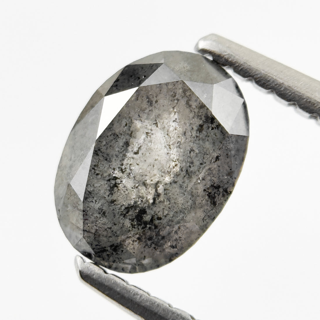 1.28 Ct Oval Rose Cut Grey Natural Salt and Pepper Diamond