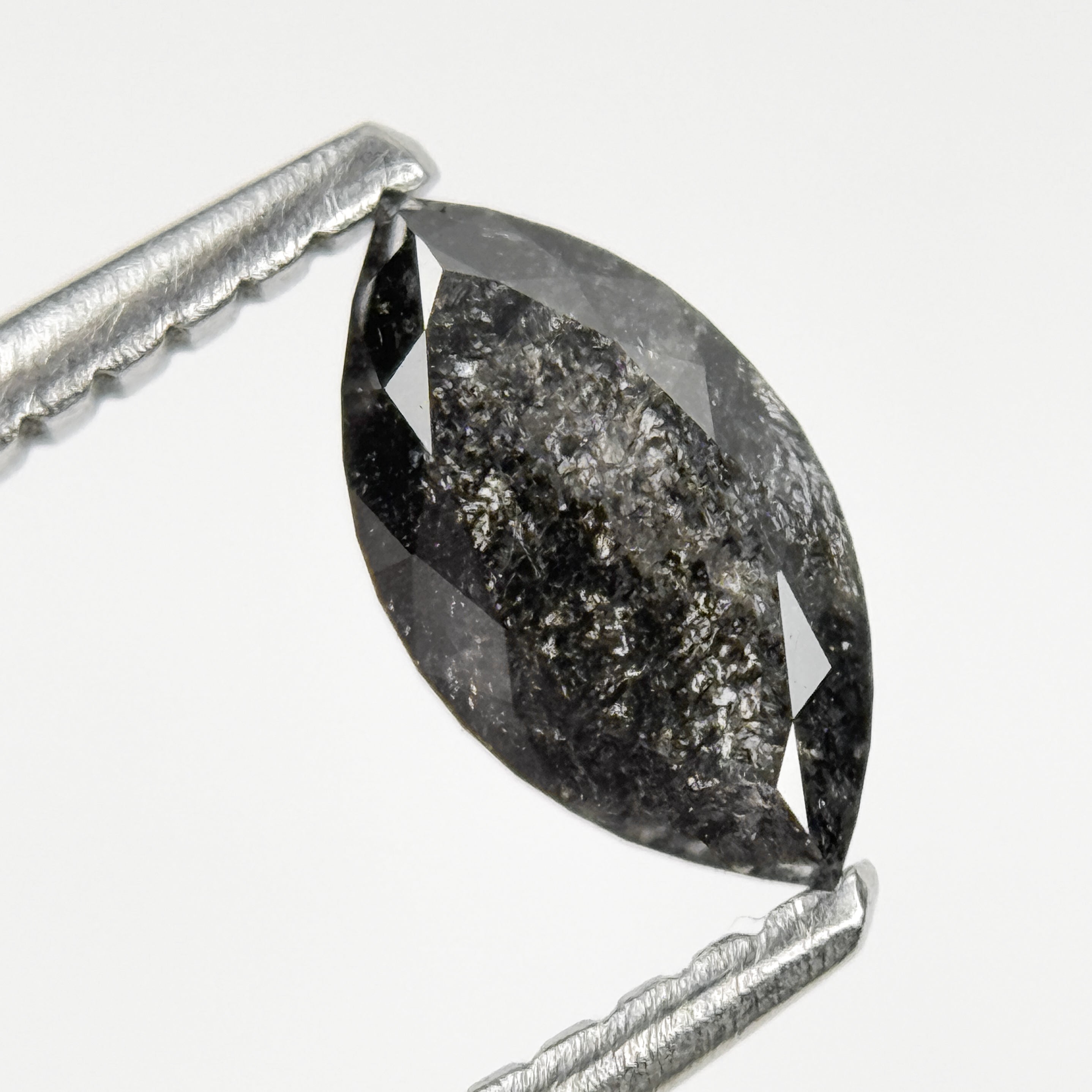 0.64 Ct Marquise Rose Cut Grey Natural Salt and Pepper Diamond
