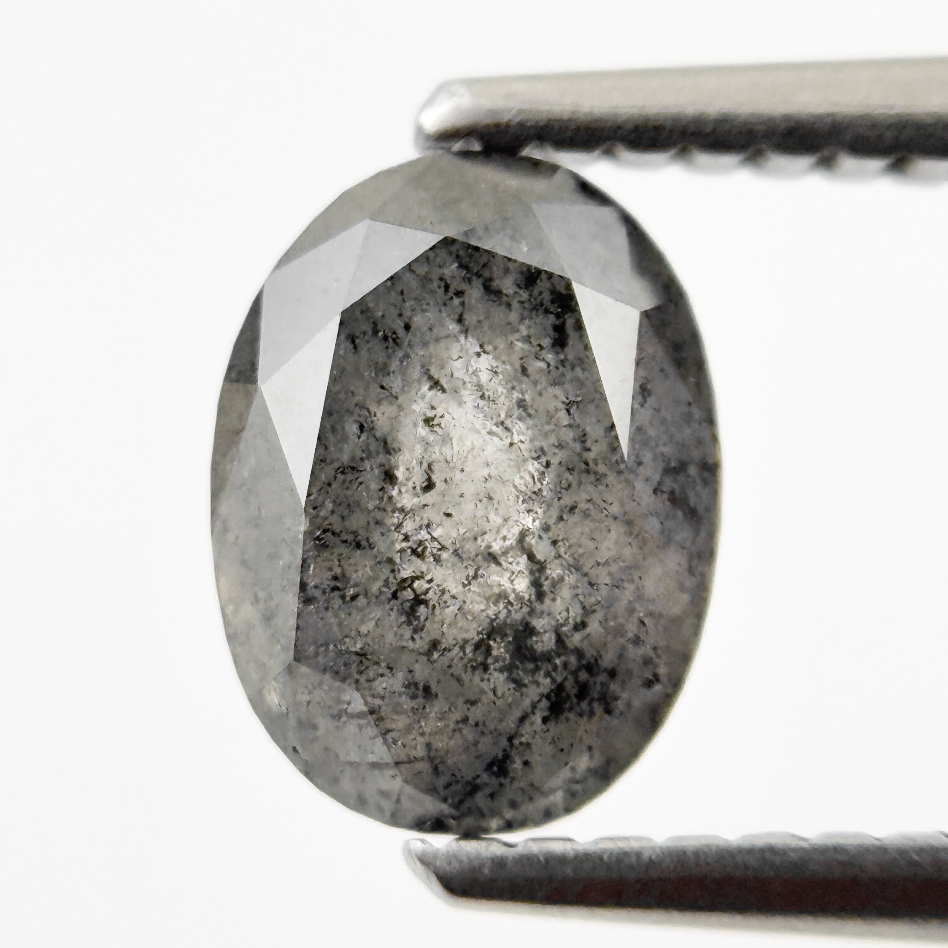 1.28 Ct Oval Rose Cut Grey Natural Salt and Pepper Diamond