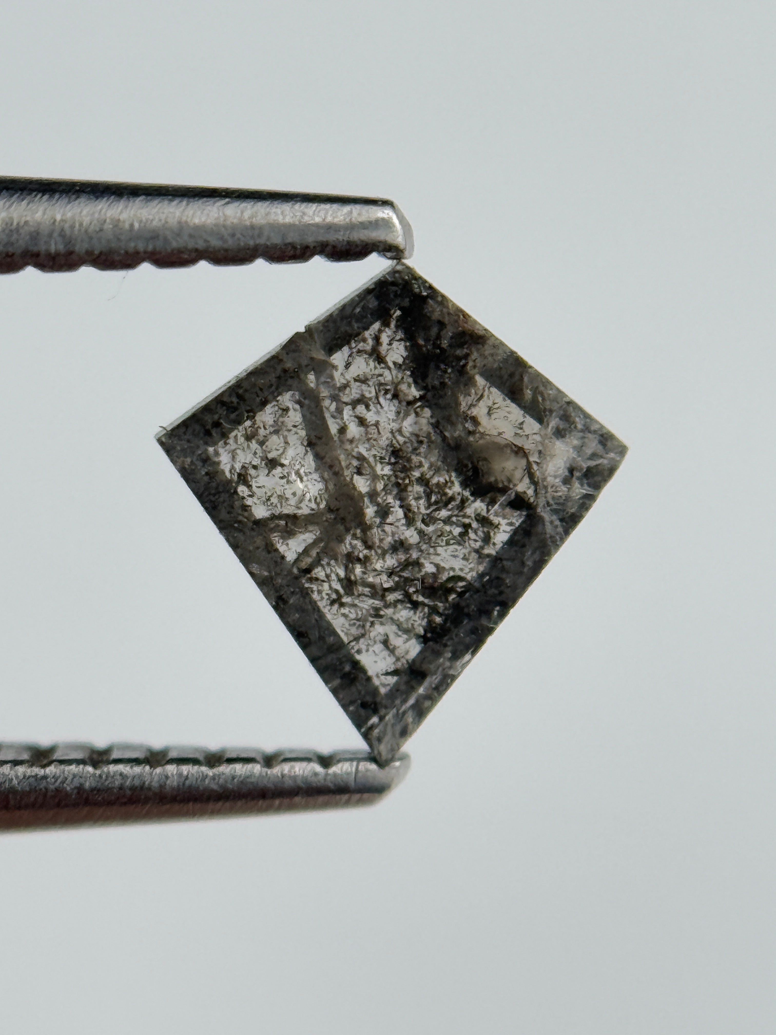 0.45 Ct Kite Rose Cut Grey Natural Salt and Pepper Diamond