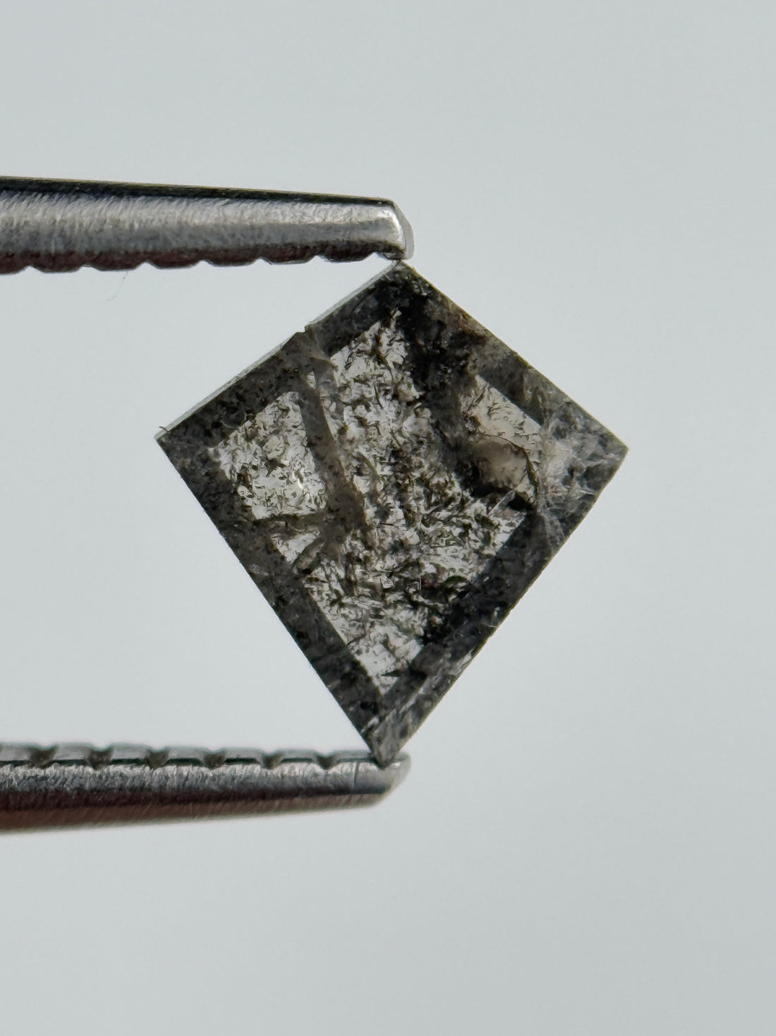 0.45 Ct Kite Rose Cut Grey Natural Salt and Pepper Diamond