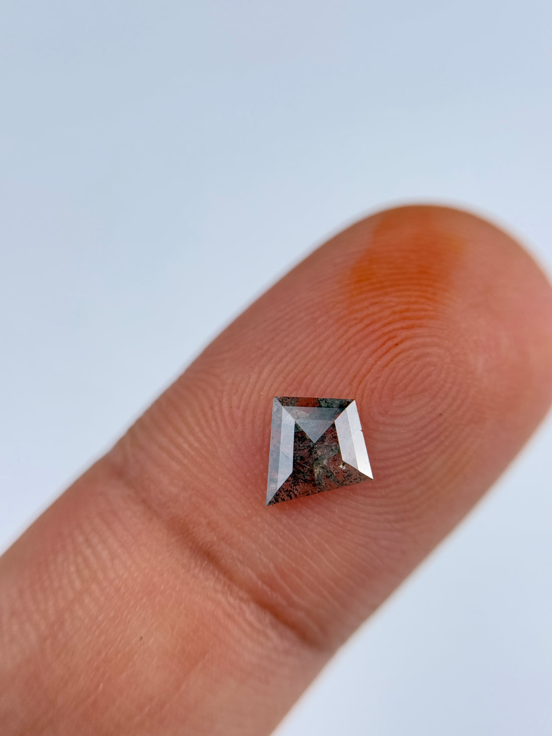 0.45 Ct Kite Rose Cut Grey Natural Salt and Pepper Diamond