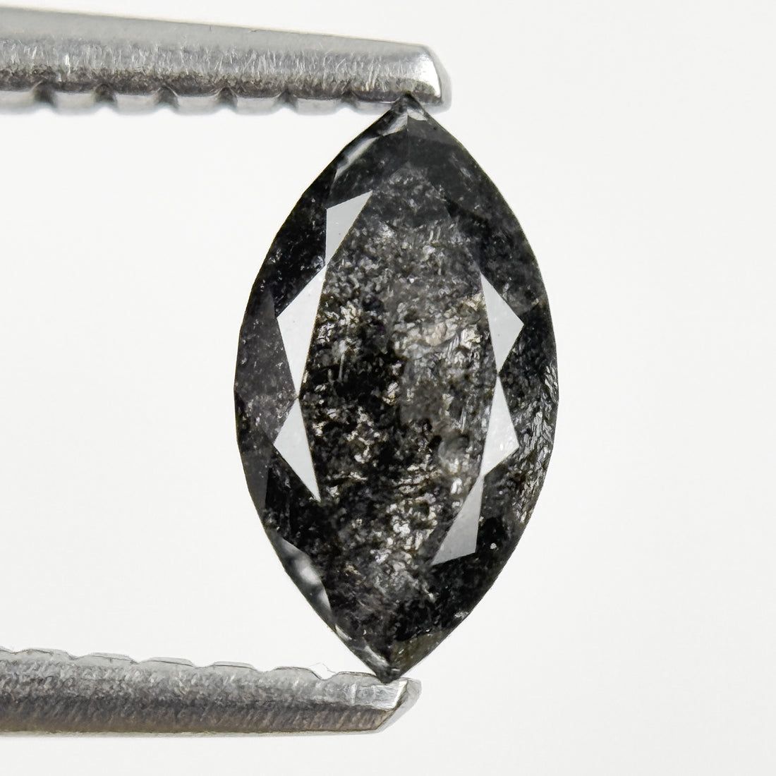0.64 Ct Marquise Rose Cut Grey Natural Salt and Pepper Diamond