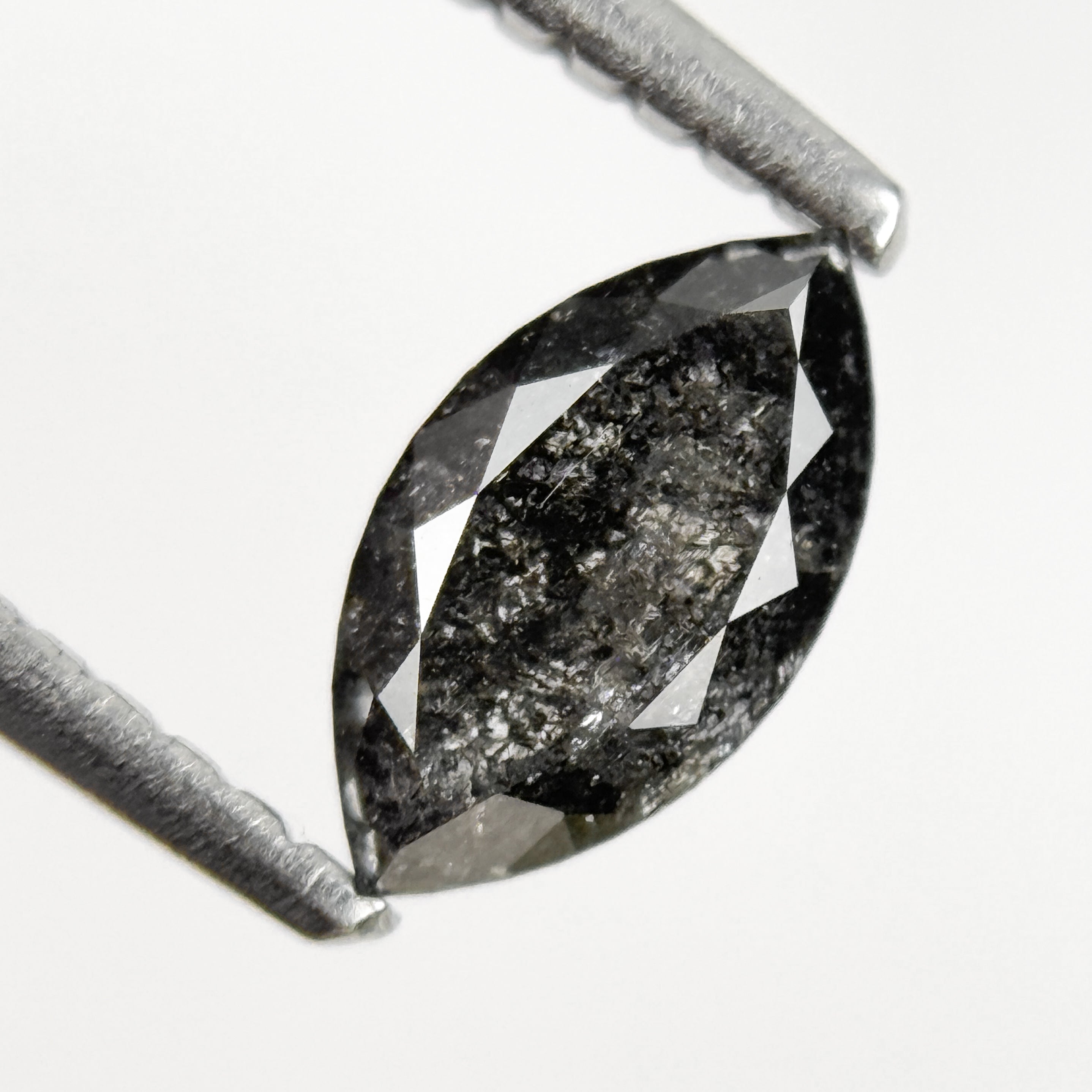 0.64 Ct Marquise Rose Cut Grey Natural Salt and Pepper Diamond