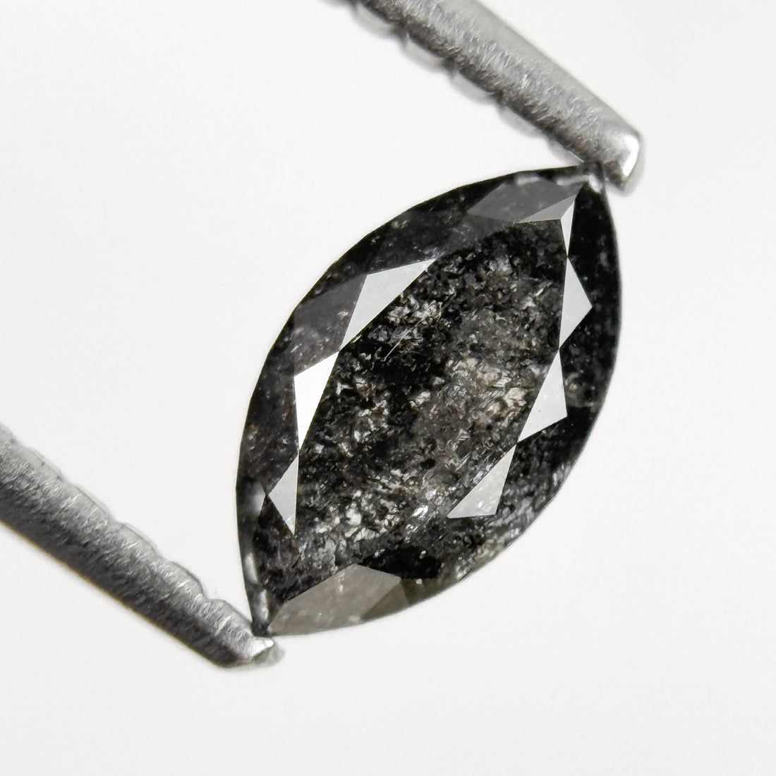 0.64 Ct Marquise Rose Cut Grey Natural Salt and Pepper Diamond