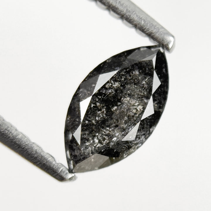 0.64 Ct Marquise Rose Cut Grey Natural Salt and Pepper Diamond