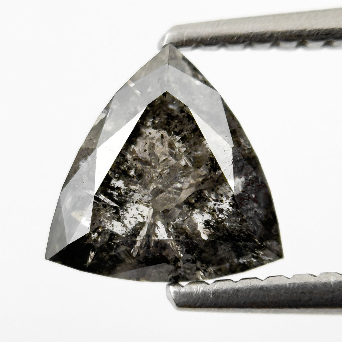 1.35 Ct Triangle Rose Cut Grey Natural Salt and Pepper Diamond