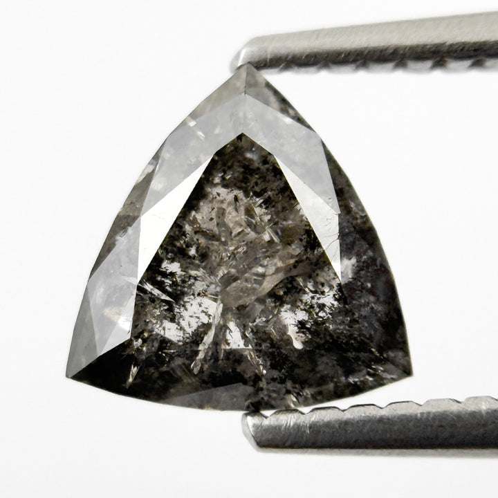 1.35 Ct Triangle Rose Cut Grey Natural Salt and Pepper Diamond