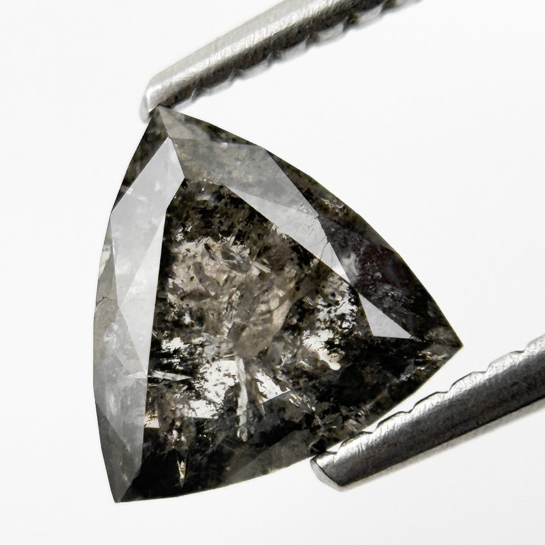 1.35 Ct Triangle Rose Cut Grey Natural Salt and Pepper Diamond