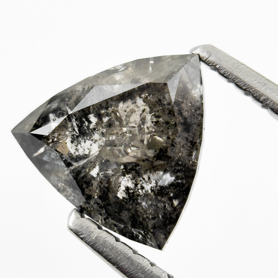 1.35 Ct Triangle Rose Cut Grey Natural Salt and Pepper Diamond