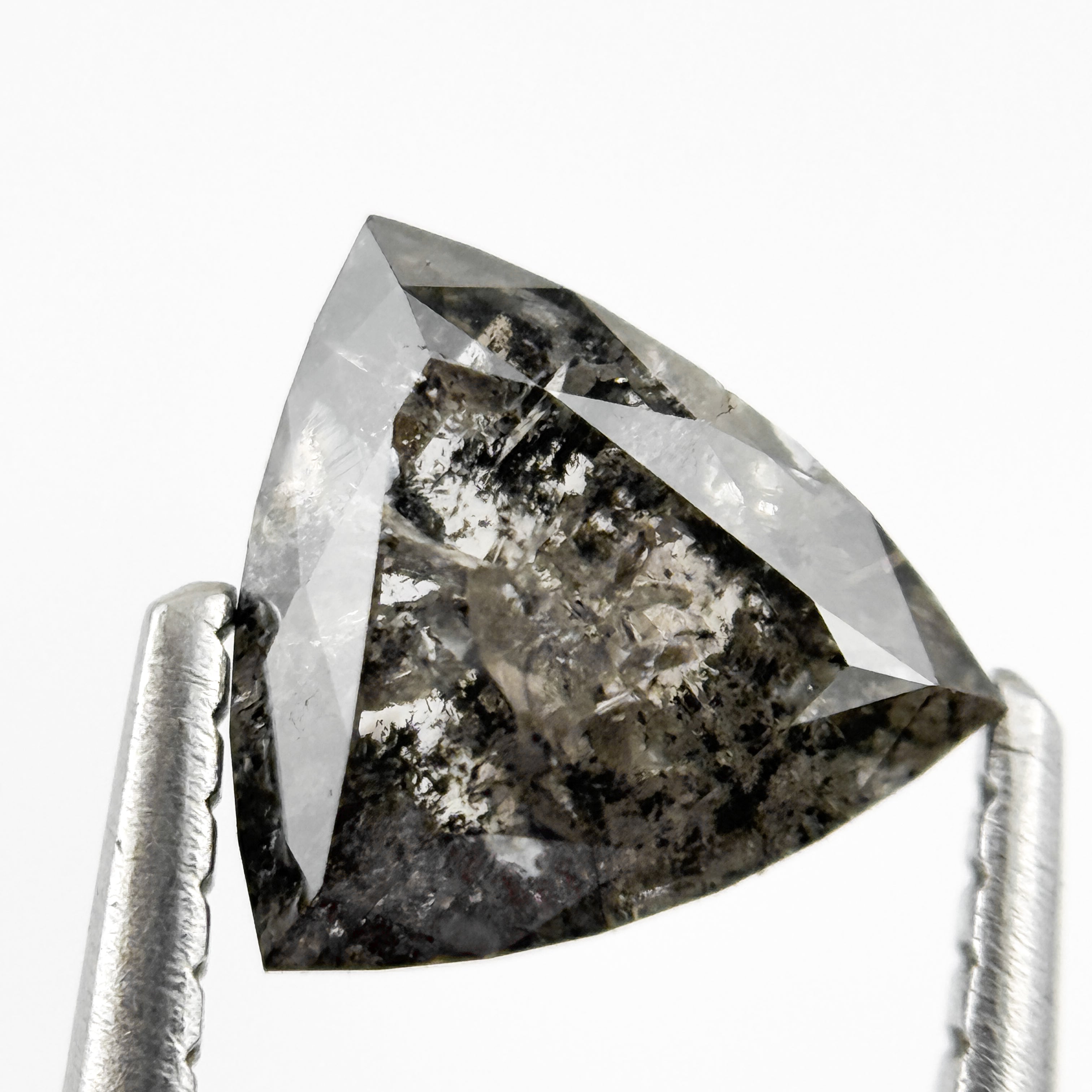 1.35 Ct Triangle Rose Cut Grey Natural Salt and Pepper Diamond