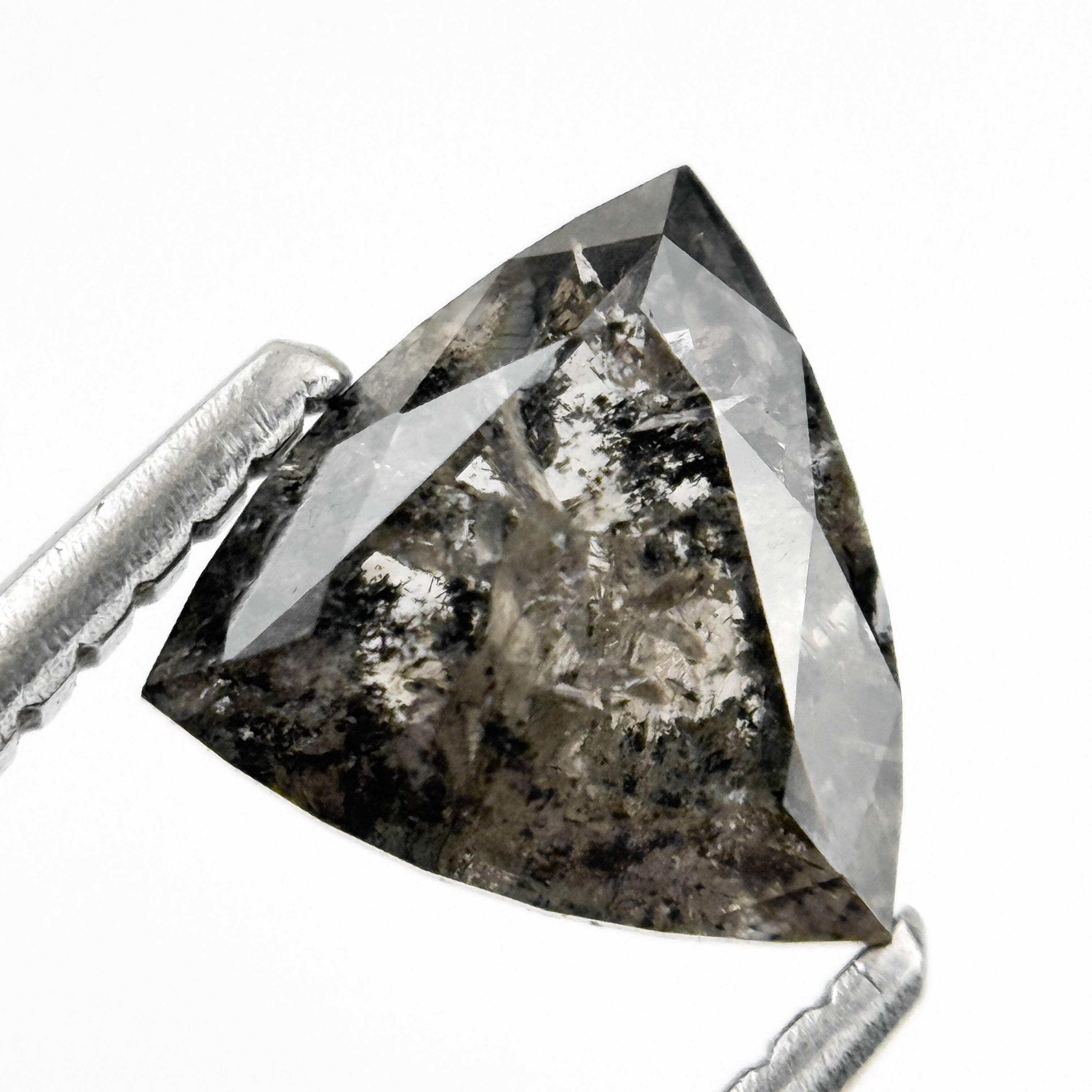 1.35 Ct Triangle Rose Cut Grey Natural Salt and Pepper Diamond